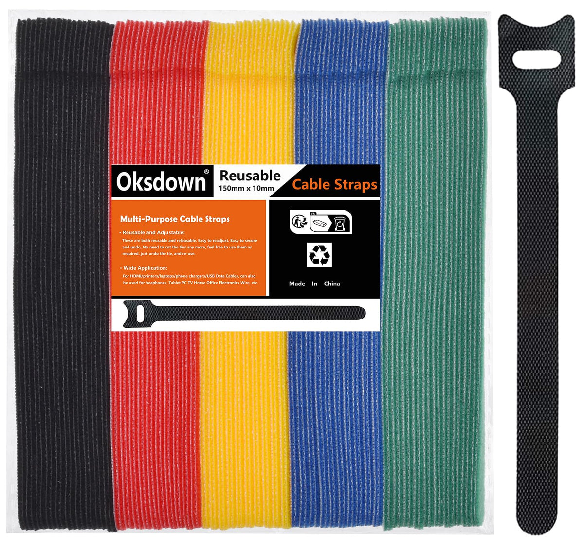 Reusable Cable Ties Black 100 Pack Cable Straps Adjustable Releasable Wire Ties Hook and Loop Cable Tie Tidy for Desk Compatible PC Cable Management Cord Organiser