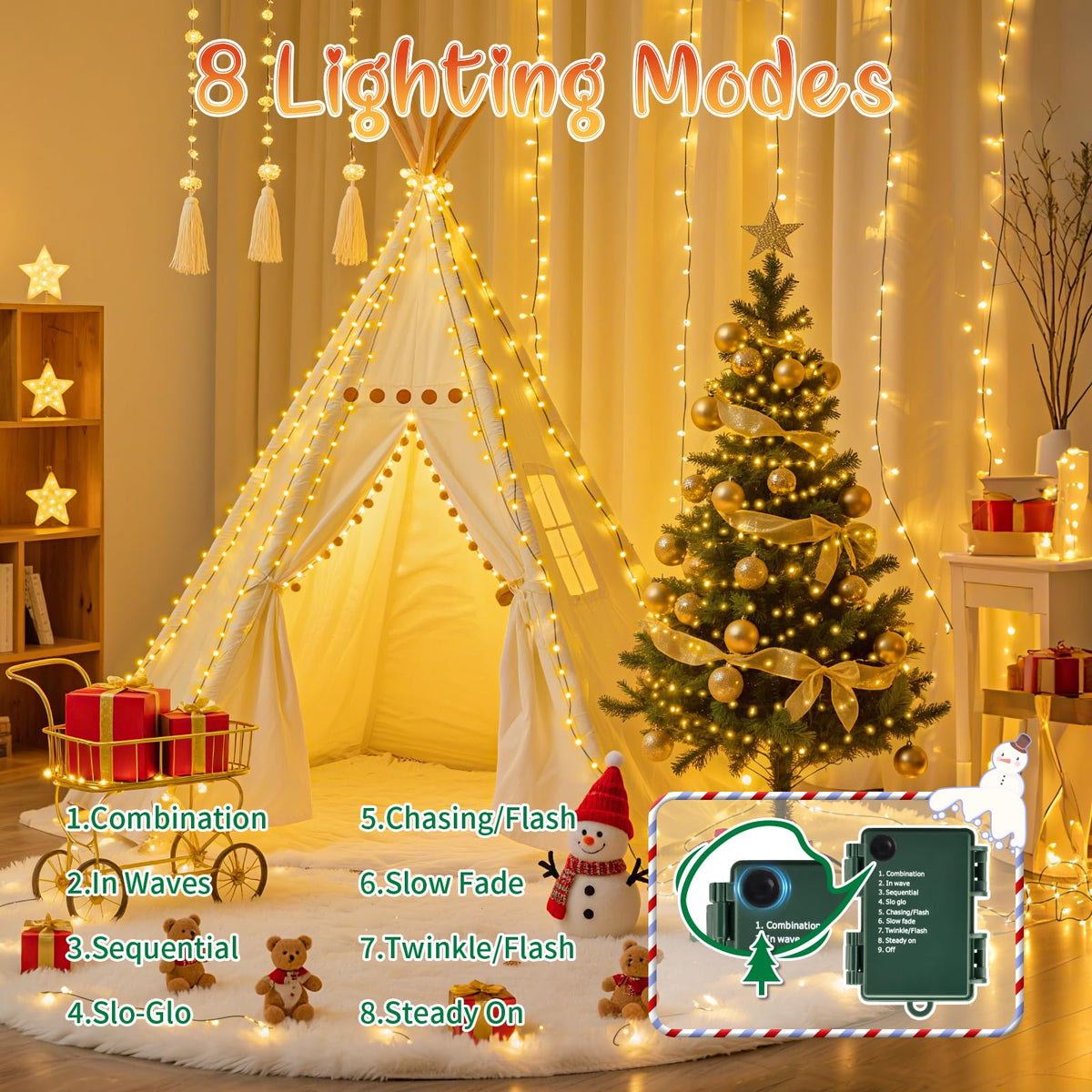 cshare Halloween Decorations Fairy Lights, 20Ft 60LED Orange-Purple USB/Battery String Lights with Timer Waterproof for Outdoor Indoor Autumn Fall Halloween Decorations-Green Wire