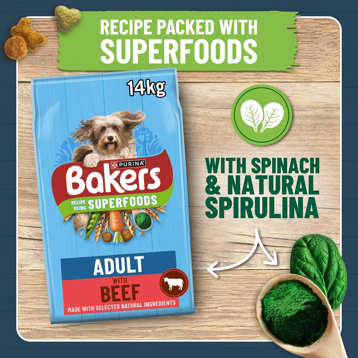 BAKERS Superfoods Adult Dry Dog Food Beef with Vegetables 14kg Pack