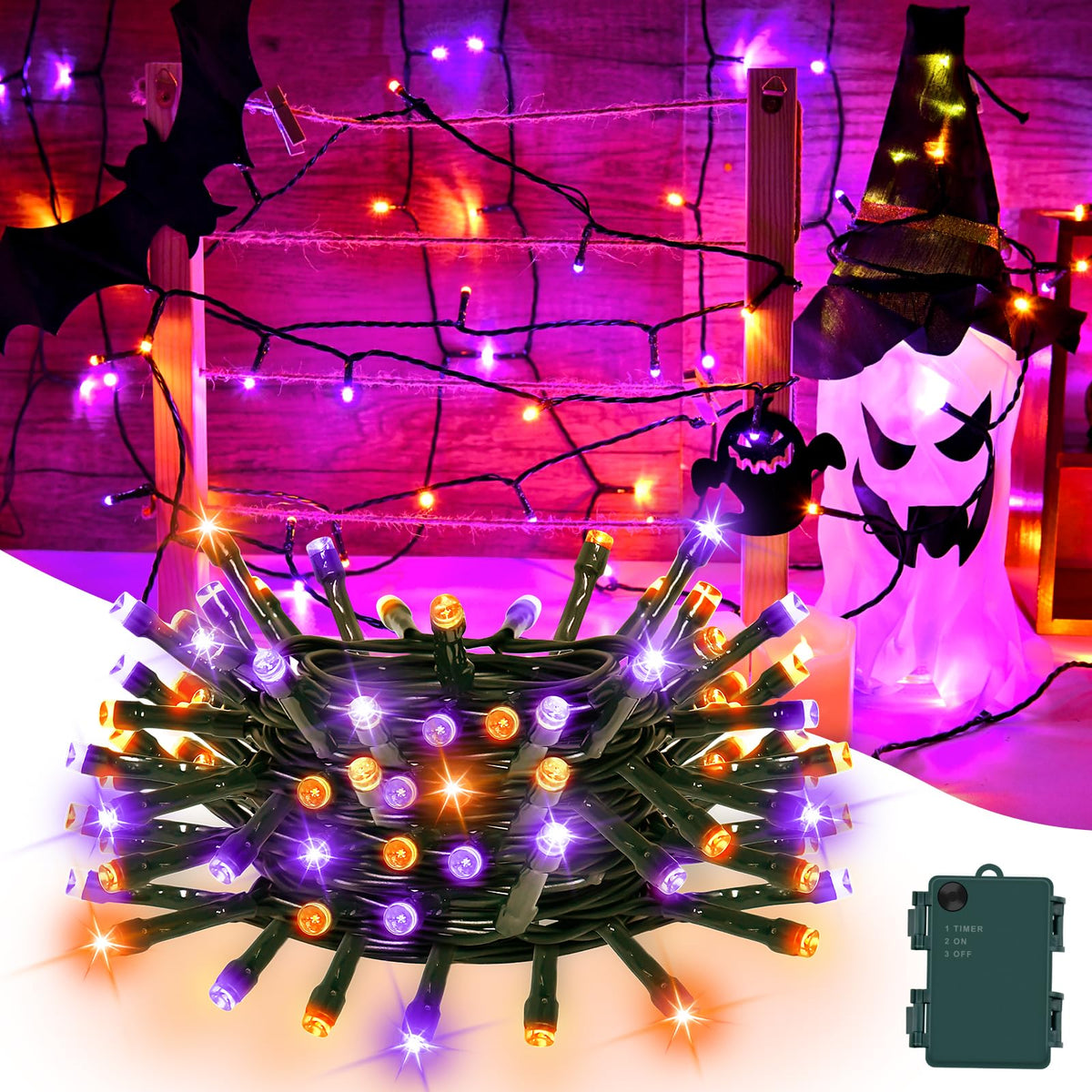 Gcstnn Battery Fairy Lights, 3M/9.8Ft 30LED Battery Powered Fairy Lights Indoor Outdoor with 6h Timer Waterproof String Lights On Green Cable,for Bedroom Christmas Tree Decorations,Garden-Cool White