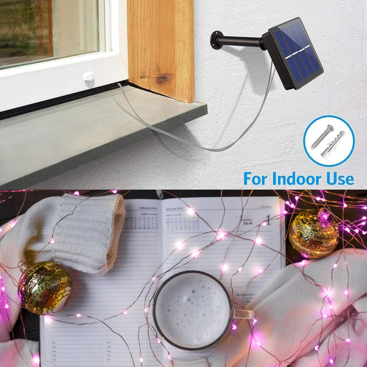 Lezonic 2Pack Solar String Lights Waterproof,12M/40Ft 120LED Garden Lights