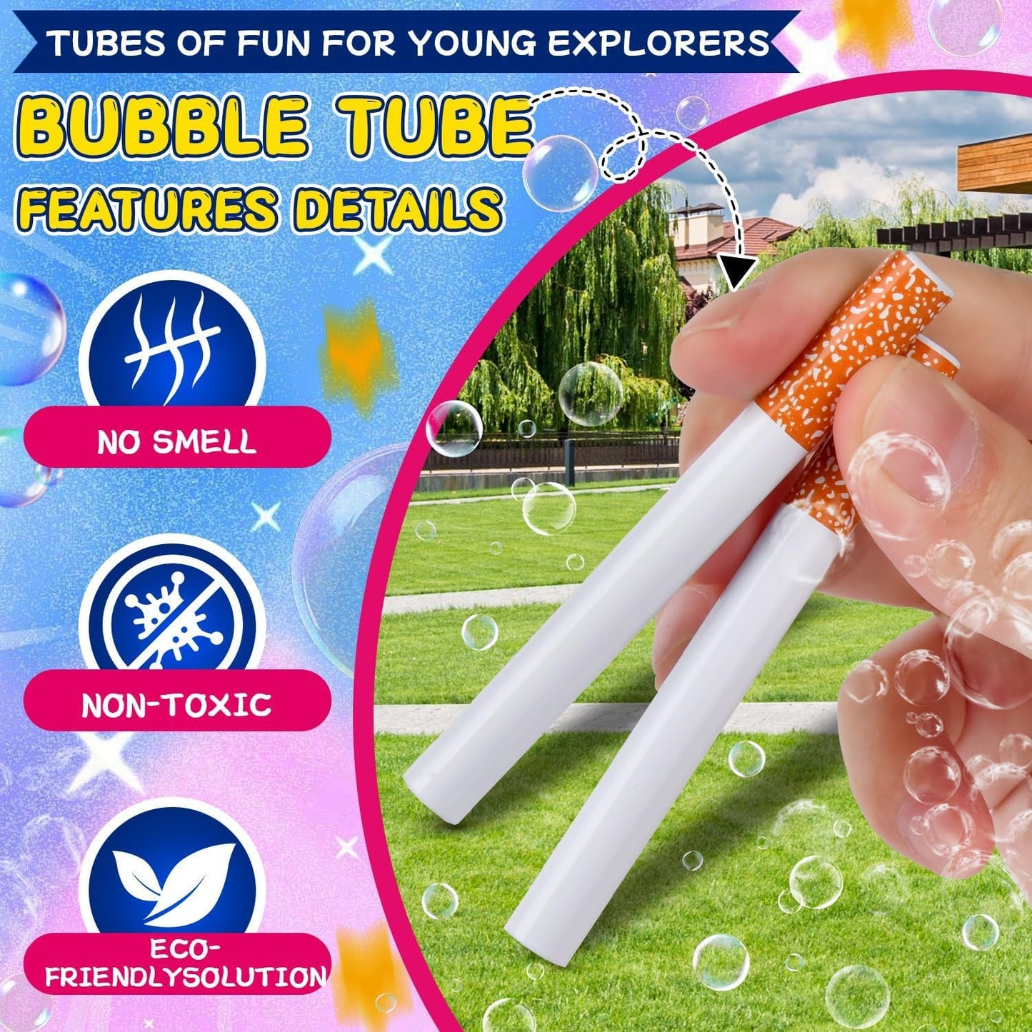 2Pcs Bubble Machine Toys Set, Saxophone Bubble Gun & Pipe Shaped Bubble Blower with Bubble Solution, Kids Outdoor Bubble Toys for Summer Party, Backyard Fun, Birthday Gifts, Reusable Bubble Makers