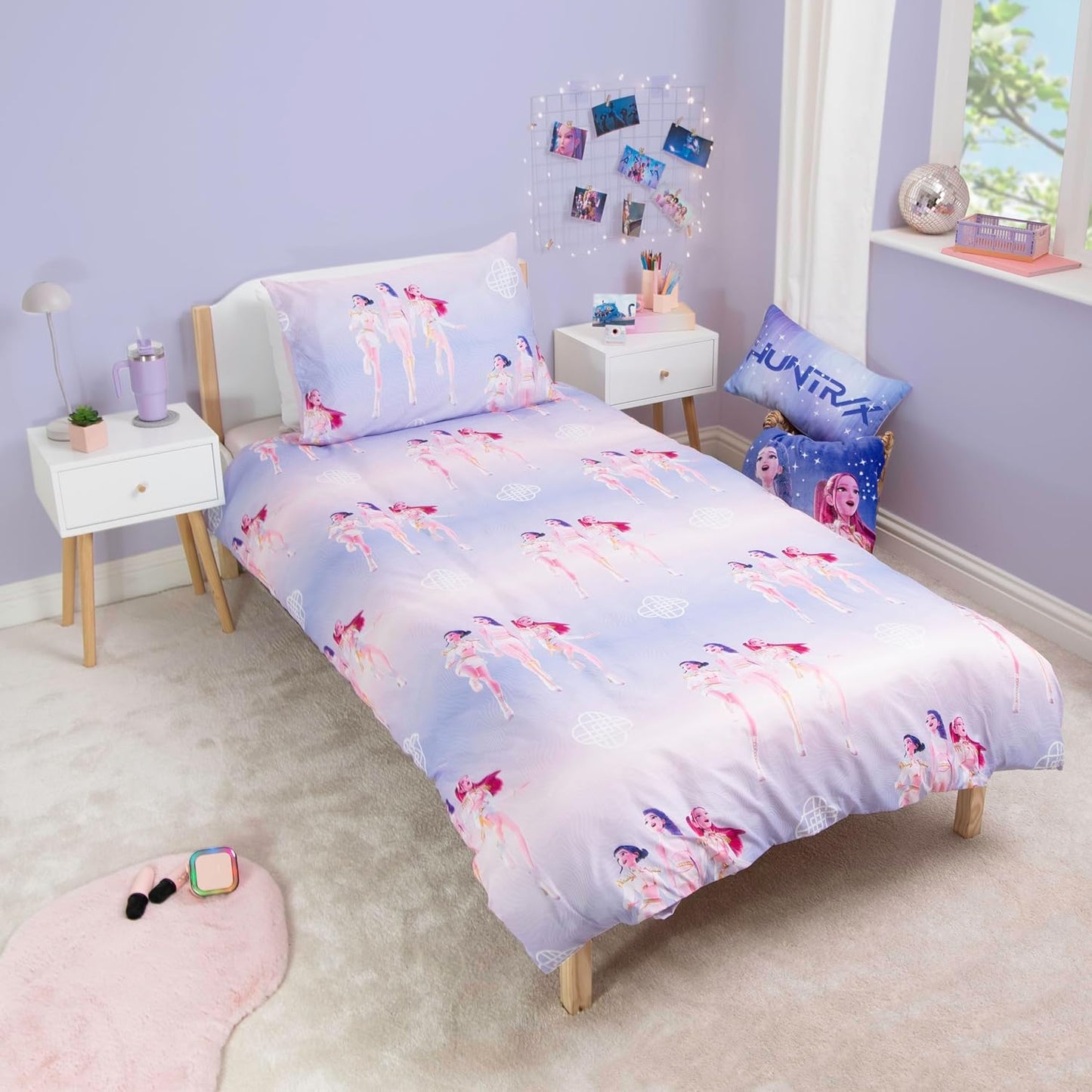 K Pop Demon Hunters Officially Licensed Single Duvet Cover Set | Soundtrack Design Reversible 2 Sided Bedding Including Matching Pillow Case | Perfect For Kids Bedroom | Polyester