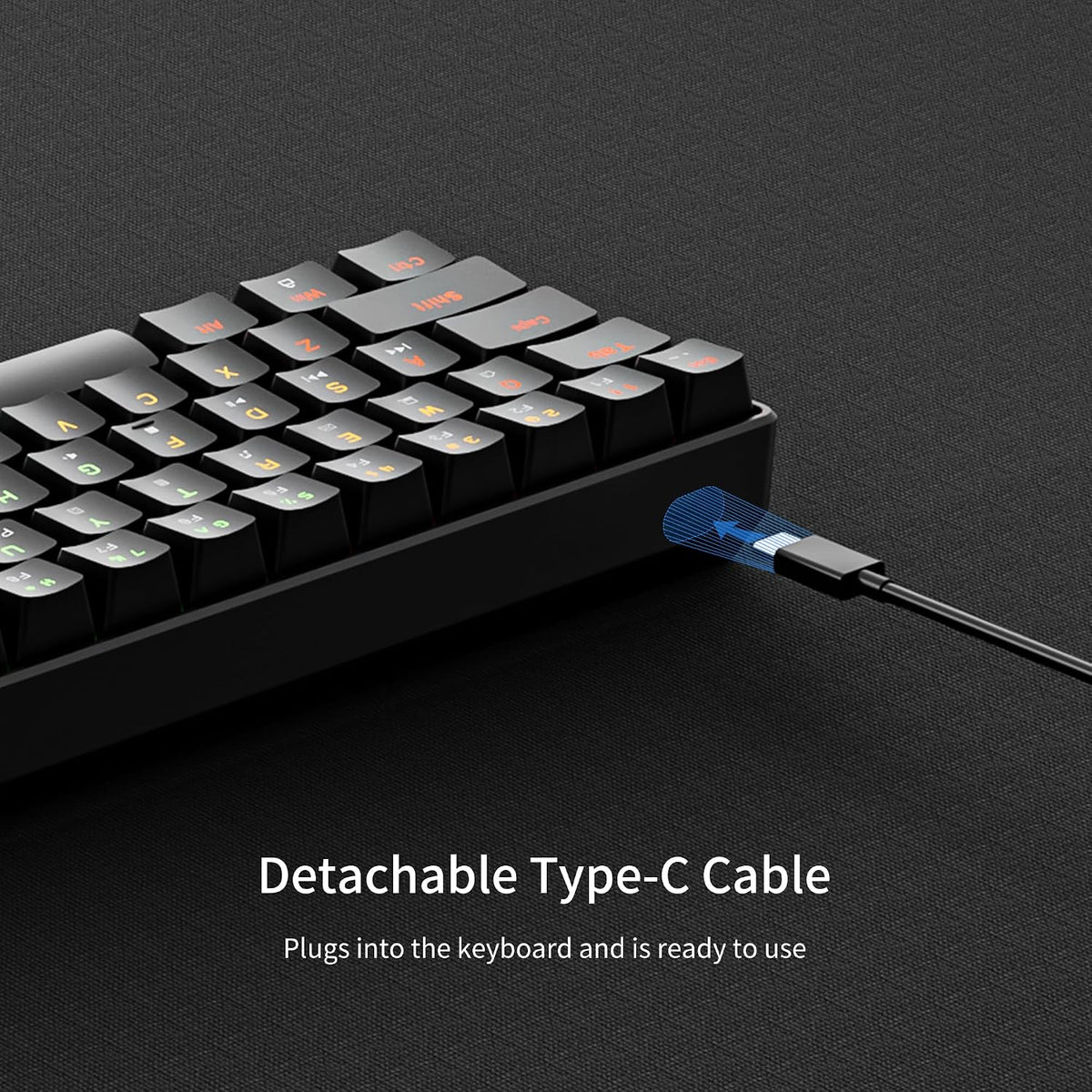 NEWMEN GM611 Gaming Keyboard,60% Percent Mechanical Keyboard Red Switches