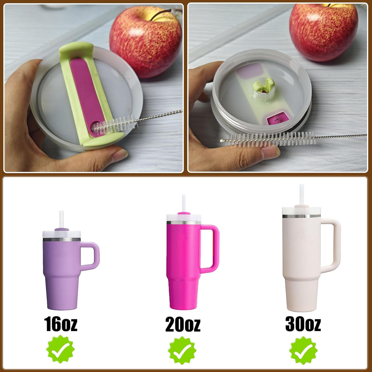 304 Stainless Steel Nylon Bristles Straw Cleaner Brush