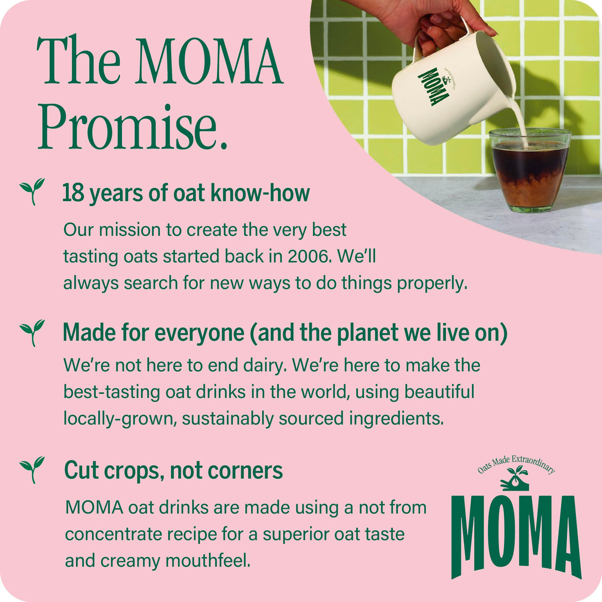 MOMA Pistachio Oat Drink • 1L • No Added Sugar • Vegan, Nut Free & GF