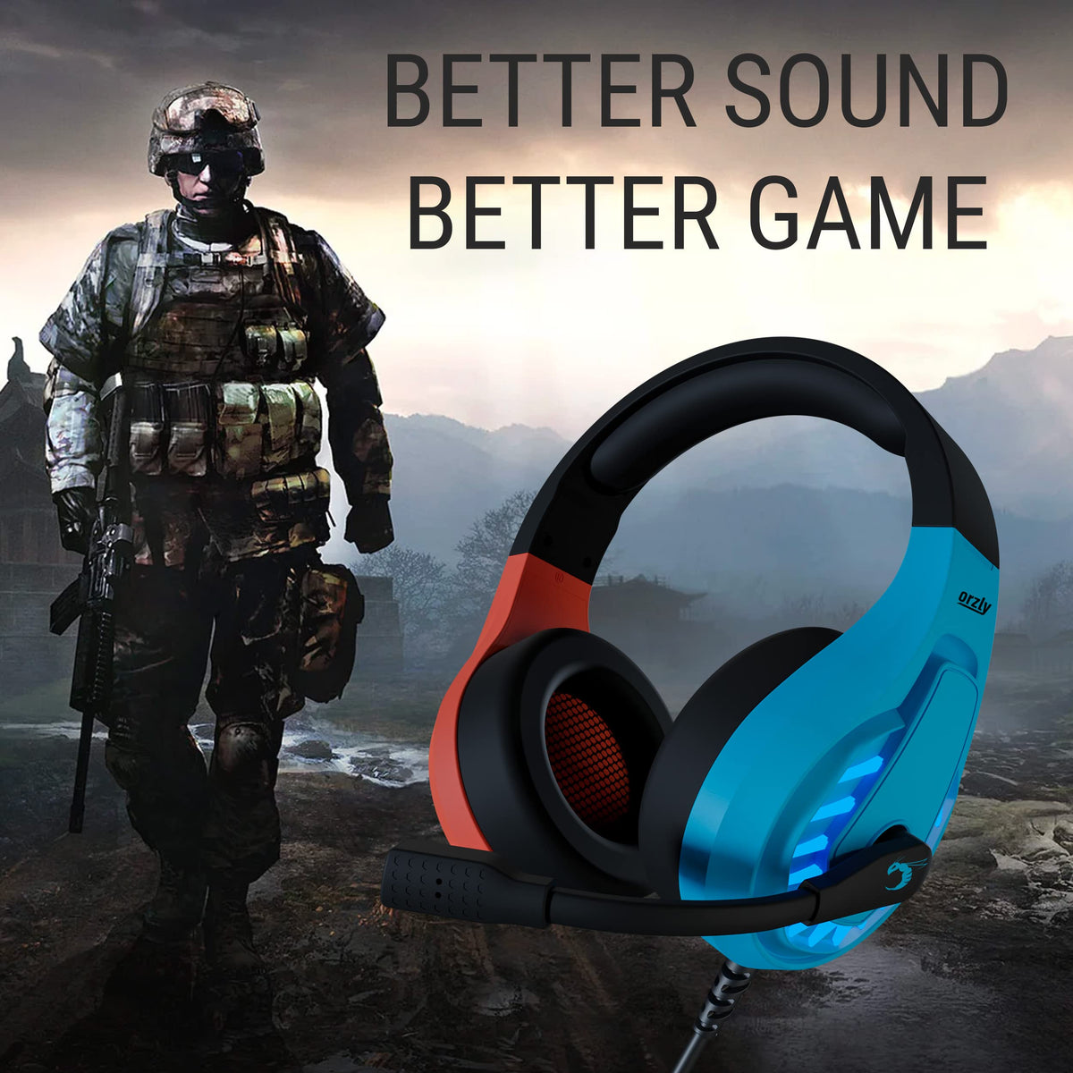 Orzly Gaming Headset for PC and Gaming Consoles compatible with PS5, PS4, XBOX SERIES X | S, XBOX ONE, Nintendo Switch & Steam Deck with noise cancelling mic - RXH-30 Siberia Edition