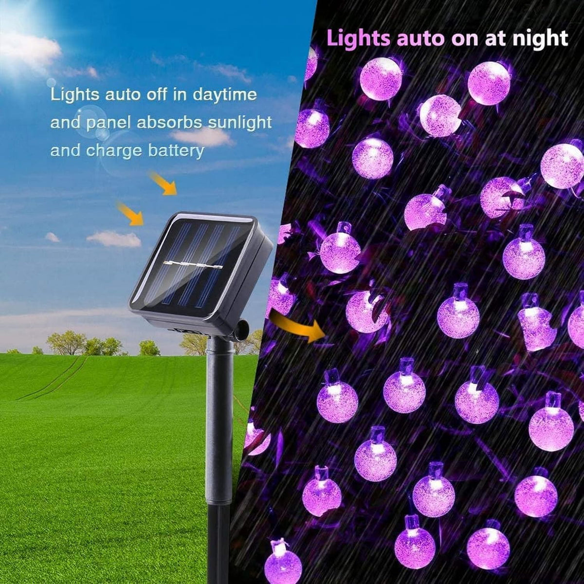 Lezonic Solar String Lights Outdoor, 50LED 7M/23Ft Solar Fairy Lights