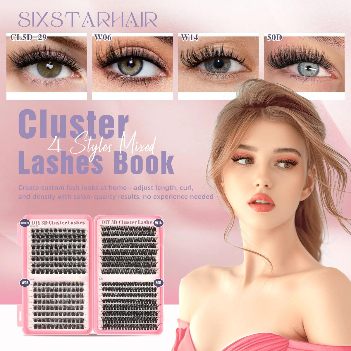 Sixstarhair Individual Eyelashes Kit Lash Clusters with Glue and Remover