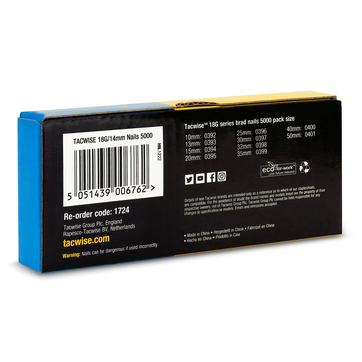 Tacwise 0401 Galvanised Brad Nails Type 18G / 50 mm, Pack of 5000