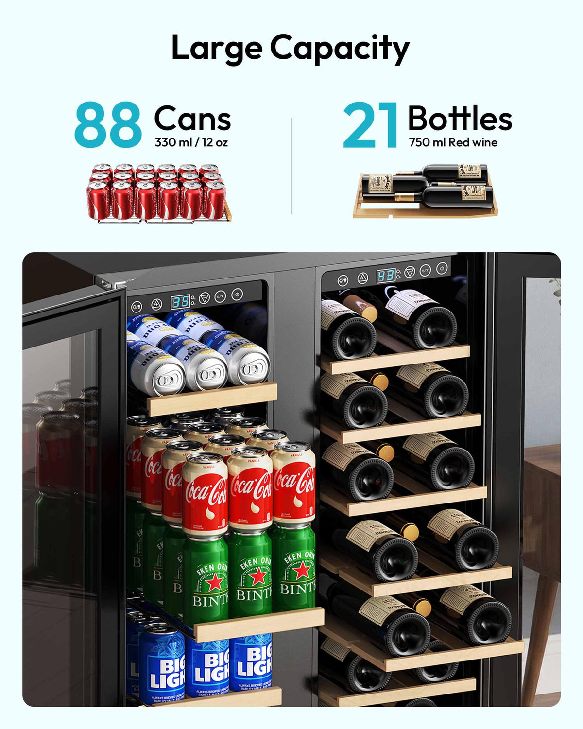 93L Under Counter Fridge, 38dB Ultra-Quiet Undercounter Mini Fridge, Black