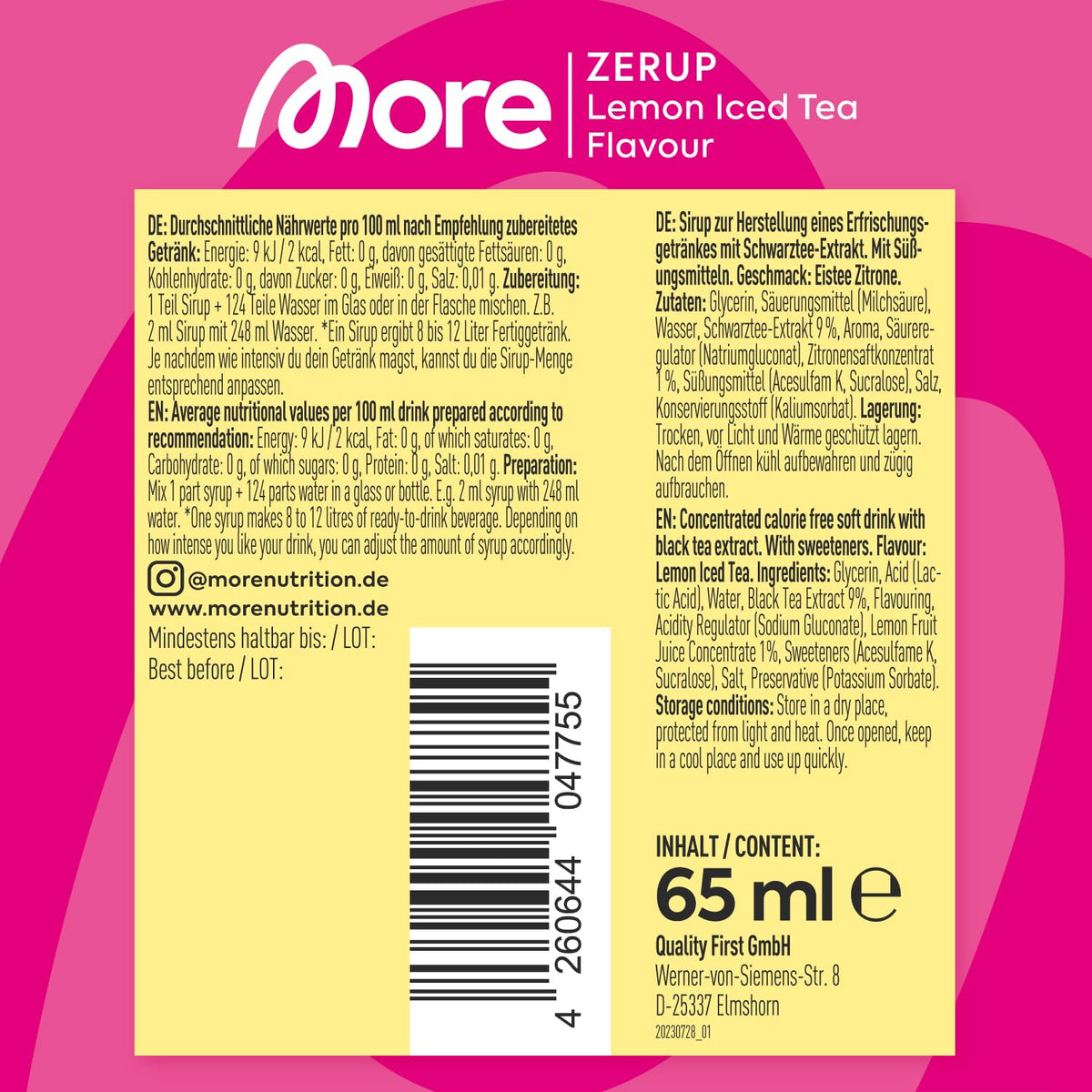 MORE Zerup, Zero Calorie Syrup with Real Fruit Extracts, Peach Iced Tea