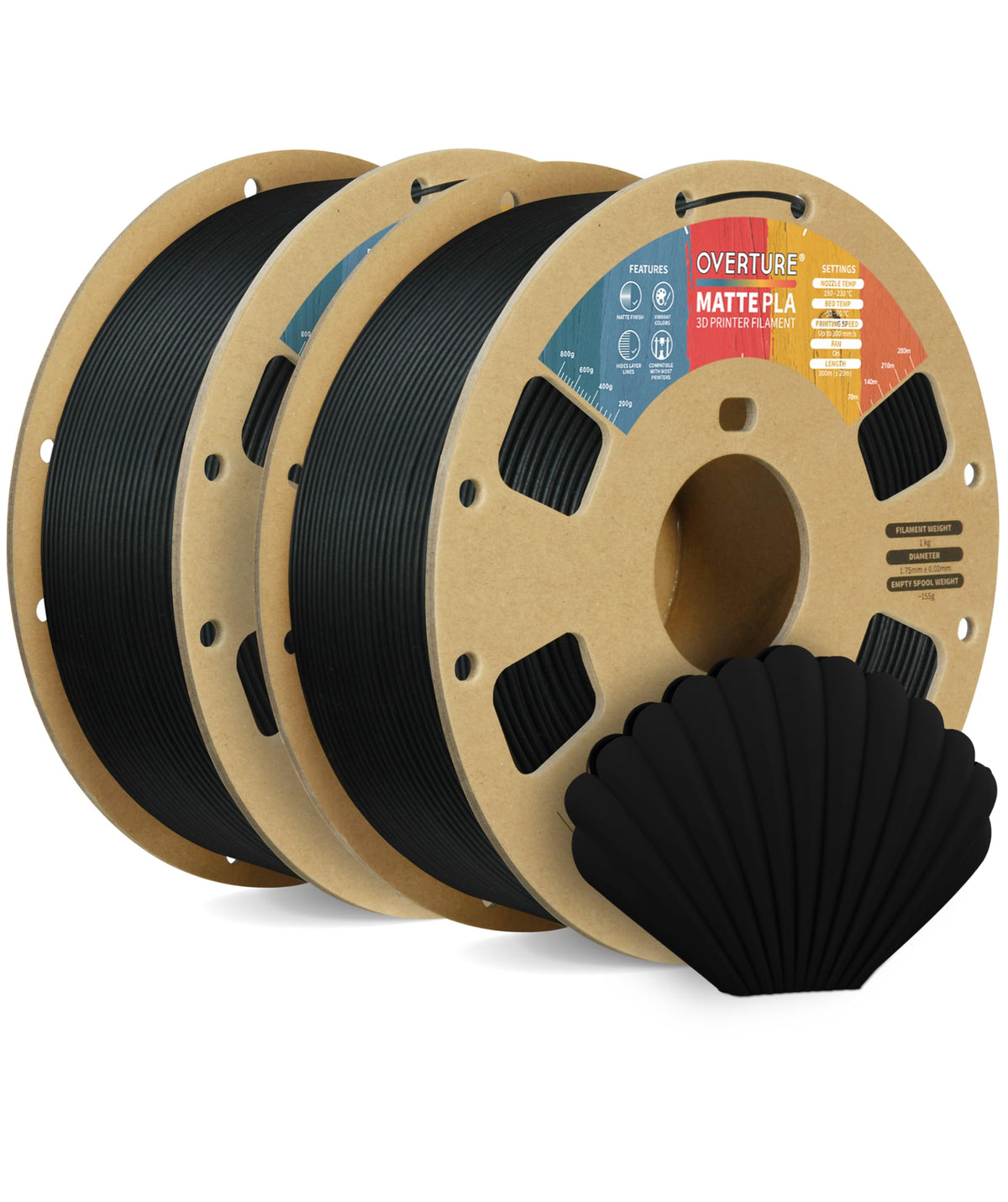 OVERTURE Matte PLA 3D Printer Filament 1.75mm, 1kg Light Brown