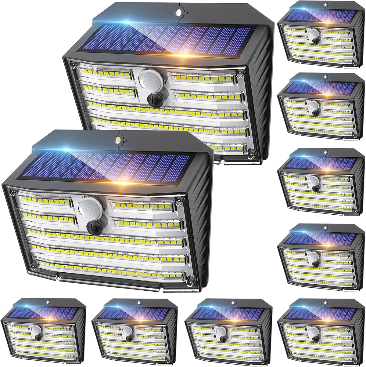 CLAONER Solar Lights Outdoor, Super Bright 126LED Solar Security Lights PIR Motion Sensor with 3 Lighting Modes, 270° Lighting Angle, Wireless IP65 Waterproof Wall Lights for Outside (6 Pack)