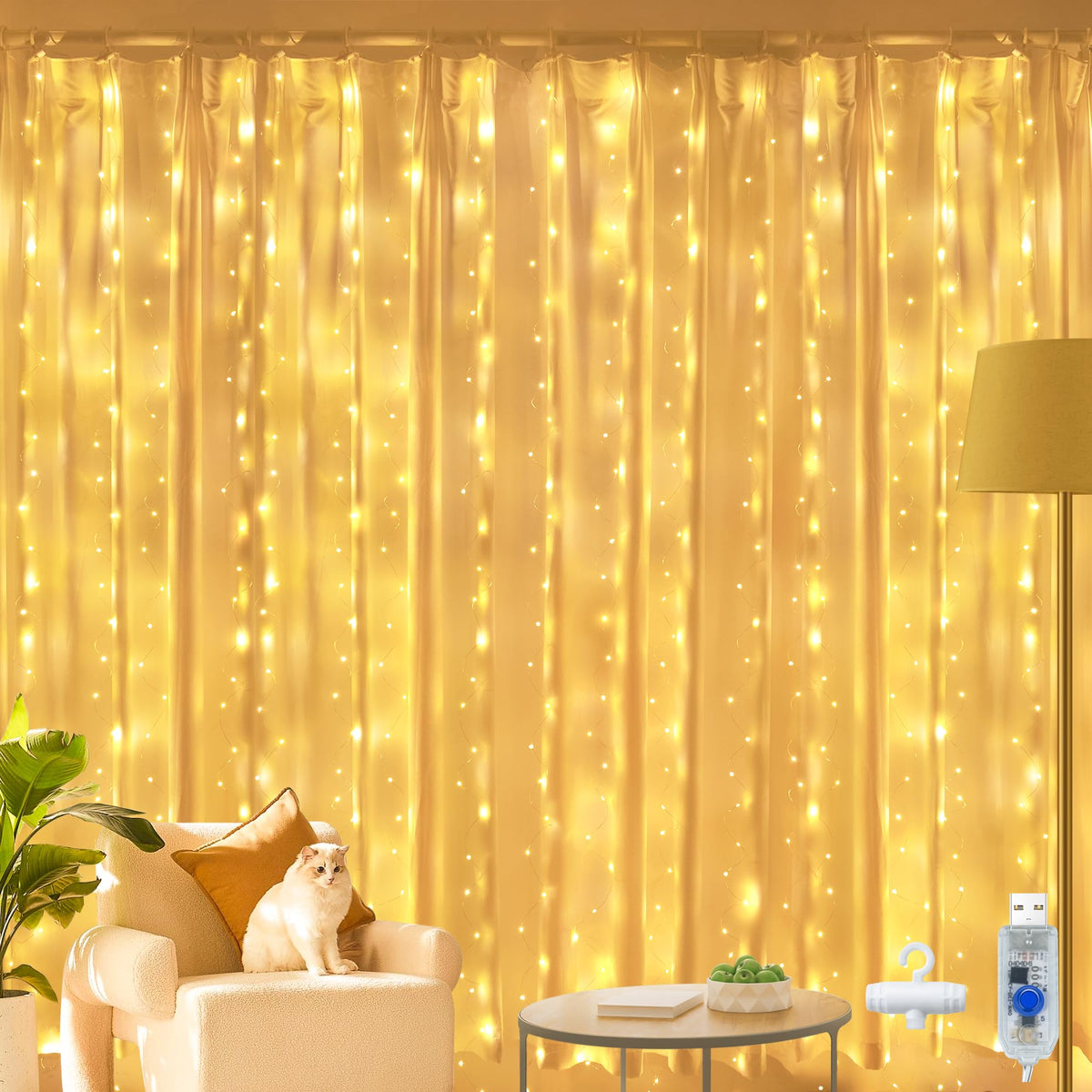 Ollny Curtain Fairy Lights, 200 LEDs 2mx2m Window String Lights Multicolour