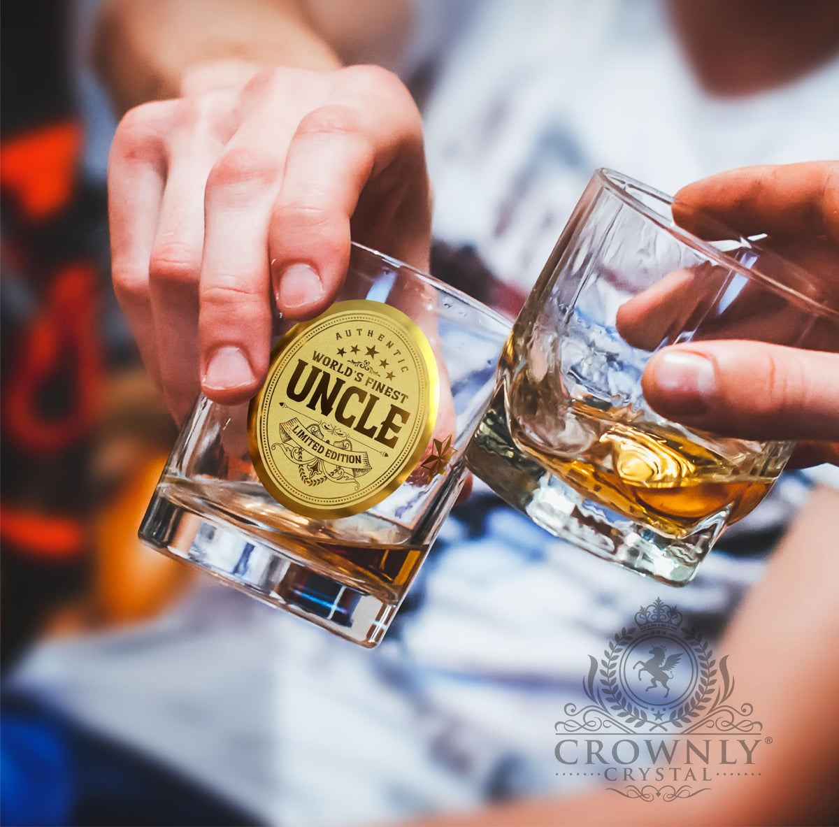 CROWNLY CRYSTAL® Personalised Whiskey Glass for Dad – Gold Birthday Gift from Daughter or Son – Best Dad Ever