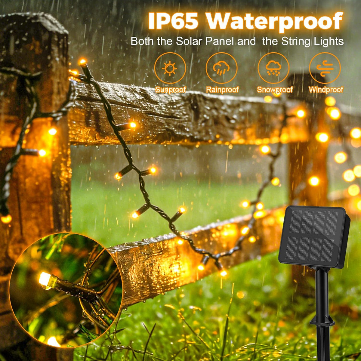 Outdoor Solar Lights Garden, 12M/40FT 120 LED Solar String Lights Waterproof, 8 Modes Solar Powered Fairy Lights for Tree Patio Yard Party Garden Terrace Decorations Warm White
