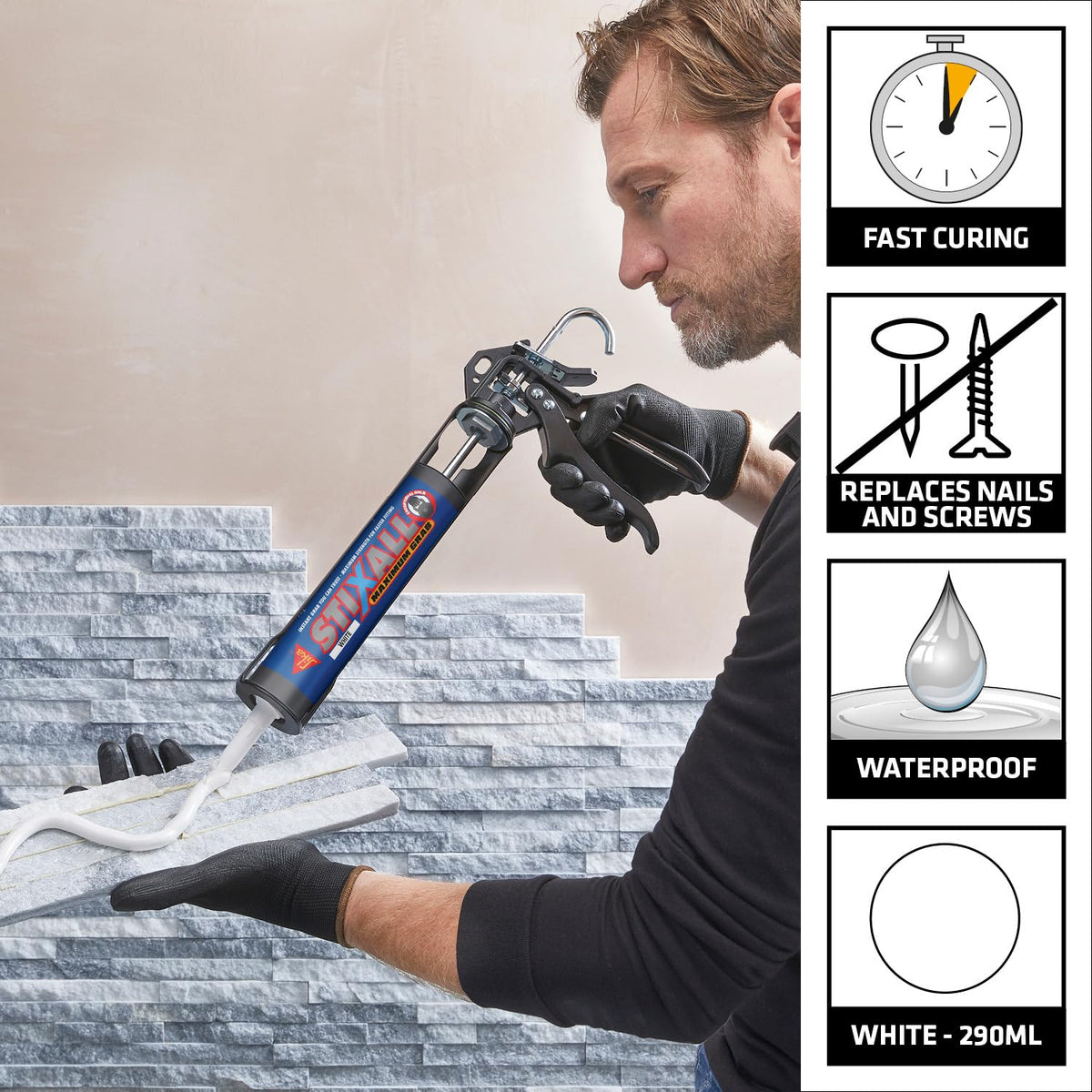 Sika Stixall Extreme Power Sealant And Adhesive, Crystal Clear, 290ml
