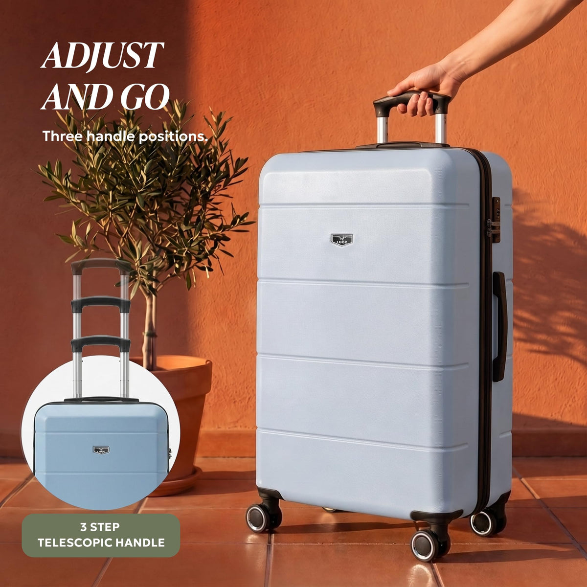 LUGG Jetset 40cm Suitcase 40x30x20cm, Ryanair Compatible Underseat Size, Hard Shell ABS, Spinner with Removable Wheels, Lightweight Travel Luggage, 1 Year Warranty