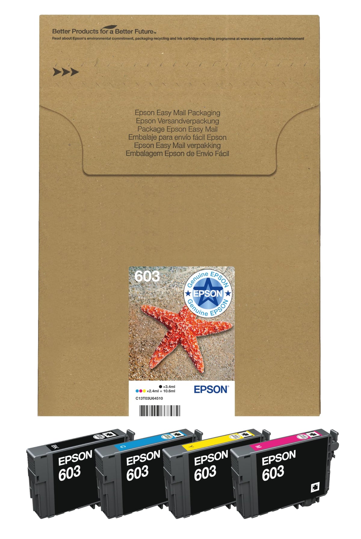 Epson 603 Starfish Genuine , 4-Colours Multipack Ink Cartridges