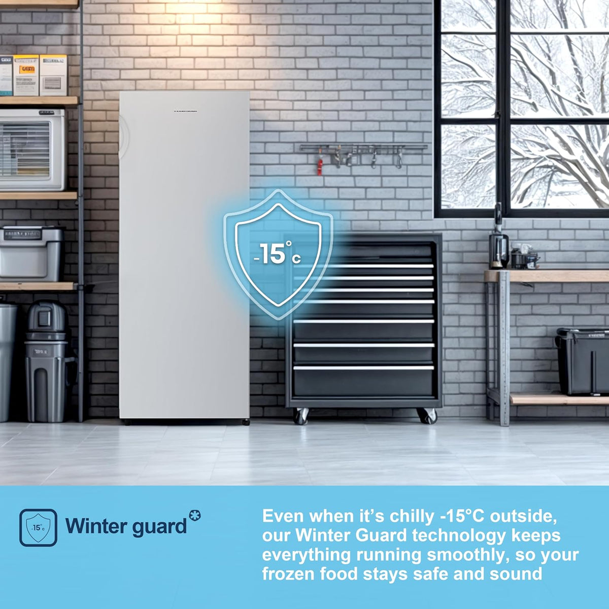Fridgemaster MTZ55153E Freestanding Upright Freezer, 165 Litres, 143 cm Tall, 4 Star Freezer Rating, 55cm width, E Rated in White