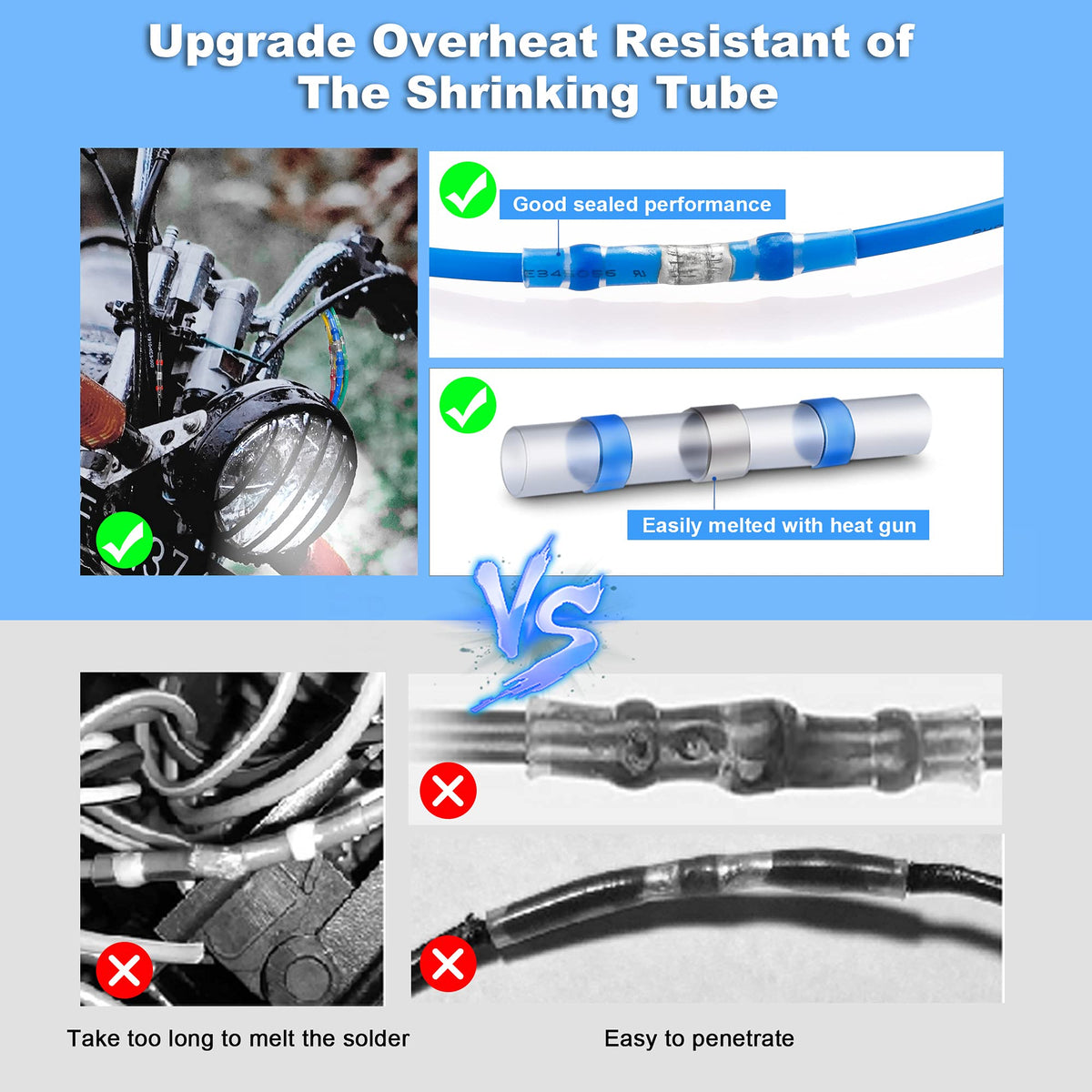 Kuject Heat-Shrink Tubing Set - 200 Pieces, Waterproof & Crimp Connector for Automotive, Marine & Boat
