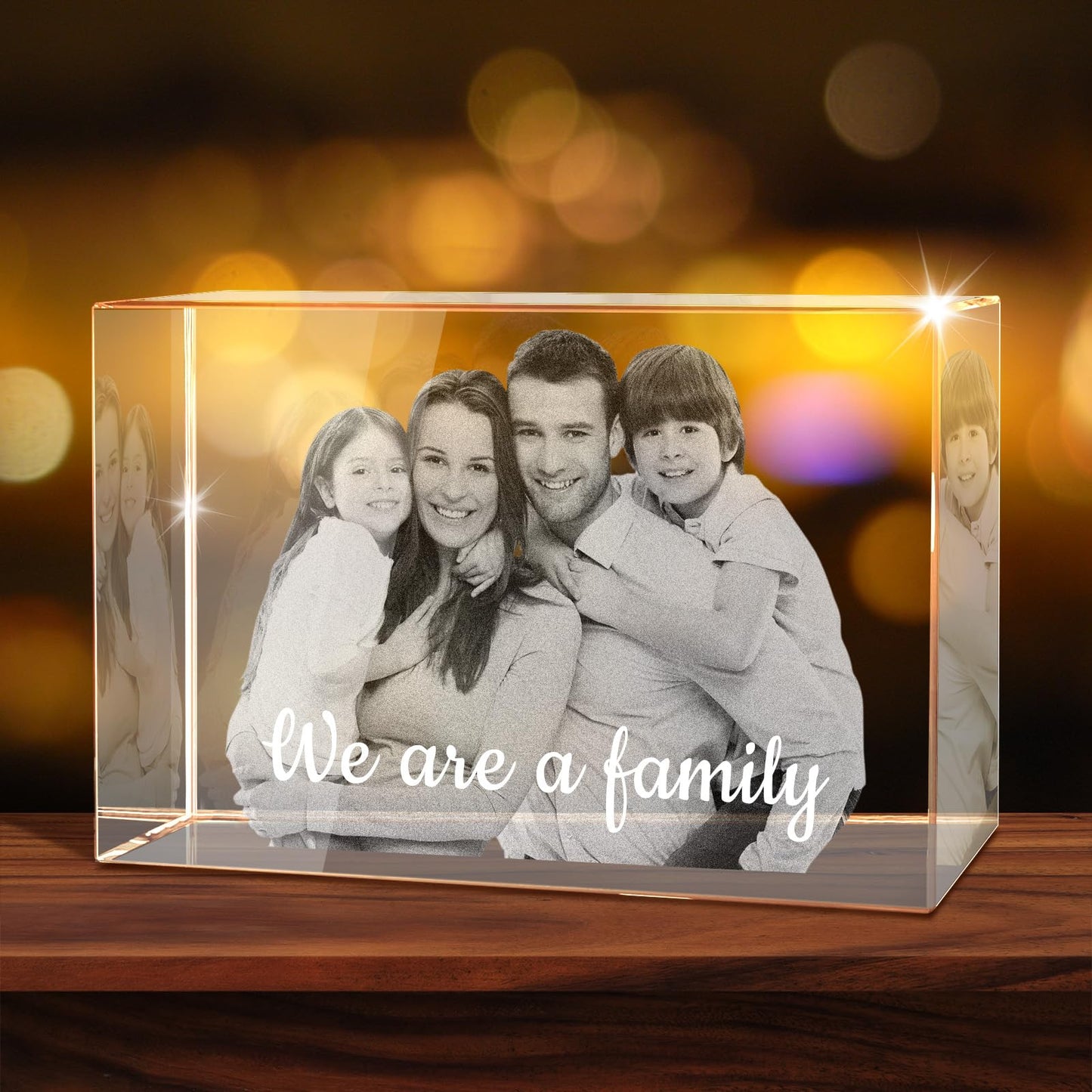 Personalised 3D Crystal Photo Gift, Custom Gifts with 3D Laser Etched, Engraved Inside the Crystal Using Your Photo Customized Memorial Custom Mother’s Day Picture Gift (Cuboid)