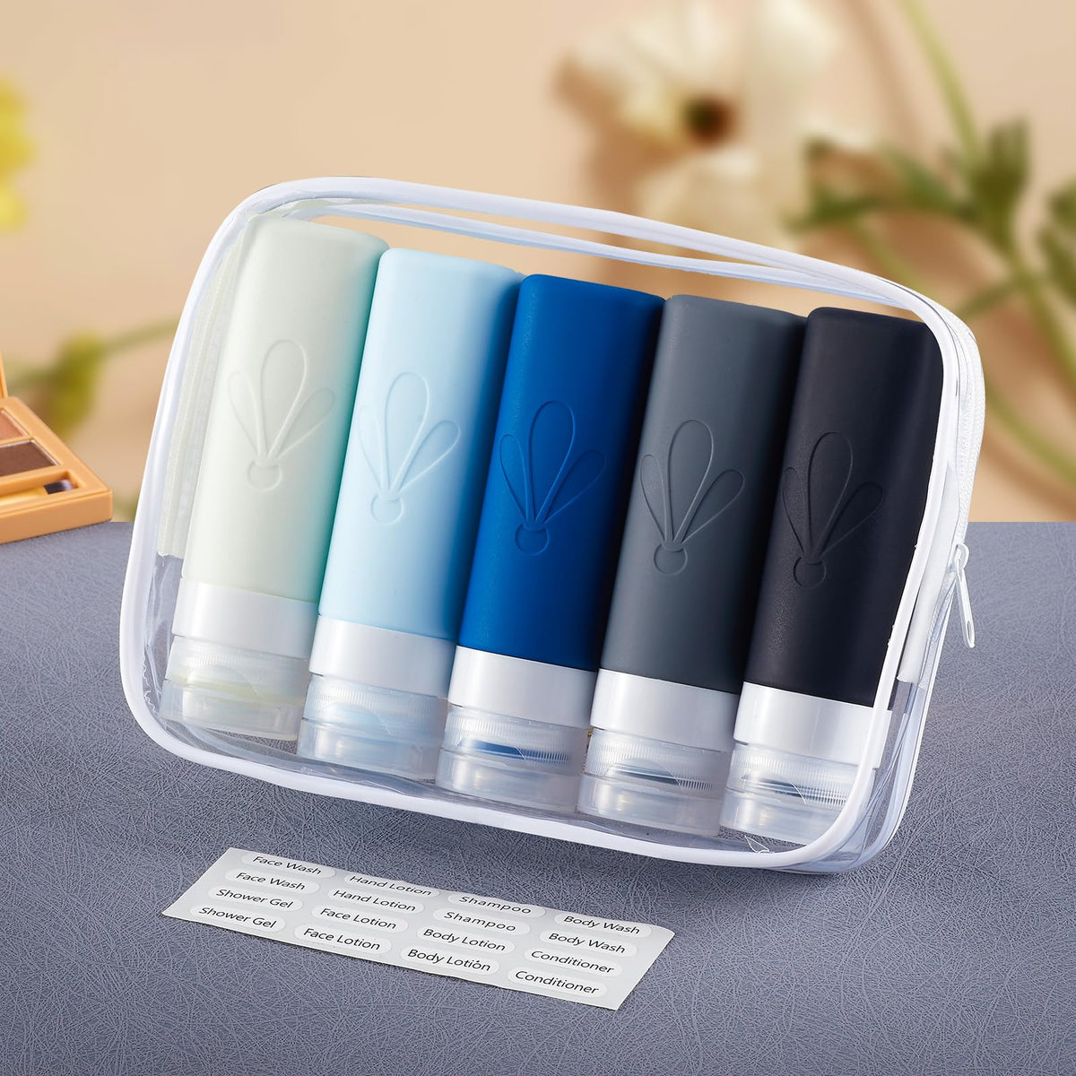 INSFIT Travel Bottles for Toiletries, 17 Pack Leakproof Travel Size Toiletries, Airplane Travel Essentials, Holiday Essentials for Women and Men with Labels/Clear Bag