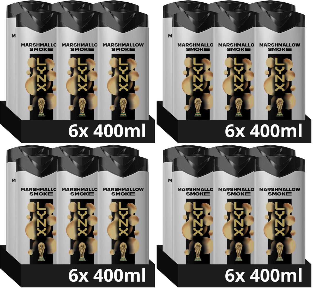 Lynx Fine Fragrance Marshmallow Smoke Premium Body Wash Shower Gel 6x 400ml