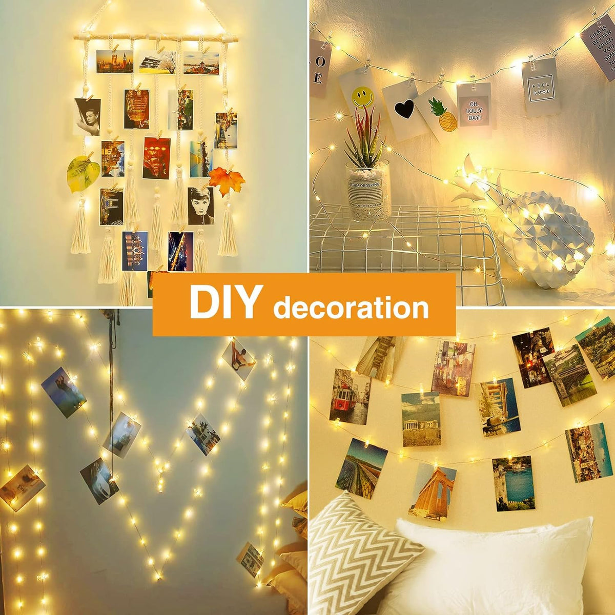Kolpop 50LED Photo Clip String Lights, 5M Photo Peg Fairy Lights Indoor with 30 Clips Battery Powered Cooper Wire Hanging String Photo Display for Bedroom Birthday Wedding Party Christmas Decorations