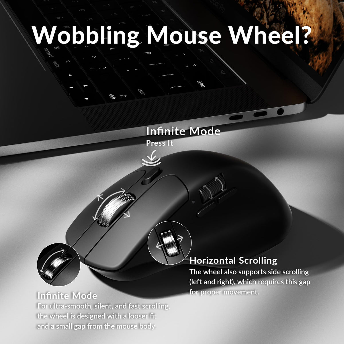 Keychron M6 8000 Hz Silent Wireless Bluetooth 5.3/2.4 GHz/Wired Connection Gaming Mouse, Lightweight Body Programmable PixArt 3950 Sensor (30K DPI / 750 IPS) for Windows Mac Linux - Black