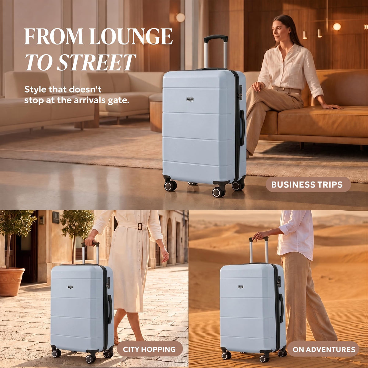 LUGG Jetset 40cm Suitcase 40x30x20cm, Ryanair Compatible Underseat Size, Hard Shell ABS, Spinner with Removable Wheels, Lightweight Travel Luggage, 1 Year Warranty