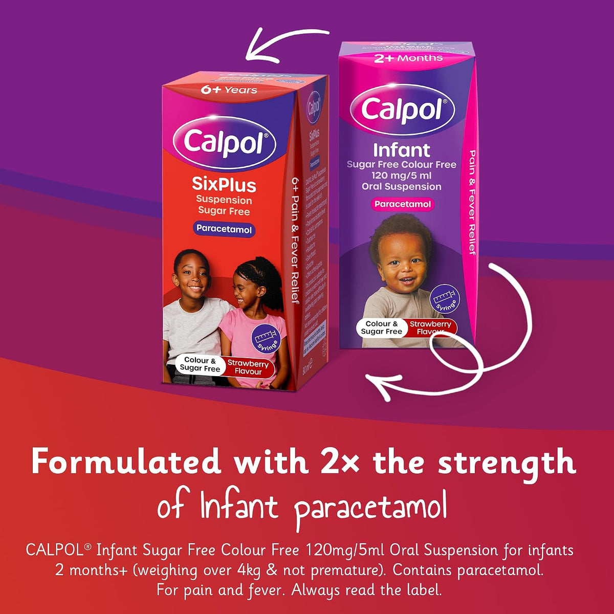 Calpol SixPlus Oral Suspension Paracetamol (1 x 80ml), Sugar-Free Strawberry Flavour Calpol 6 Plus with Paracetamol for Fever & Pain Relief, Suitable for Kids from 6 Years