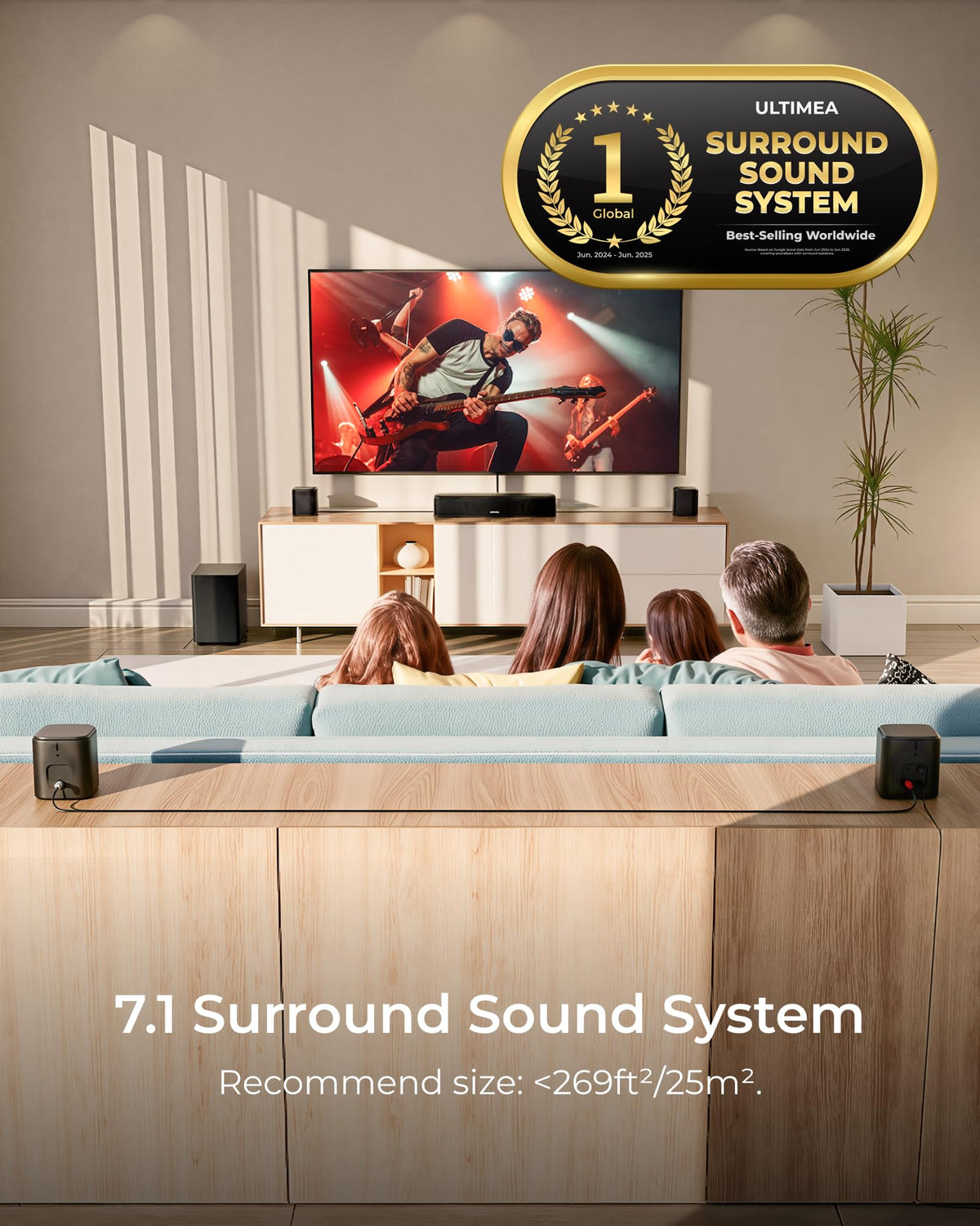 ULTIMEA 9.1ch Surround Sound System with Dolby Atmos, 2 Rear Speaker, 6.5" Wireless Subwoofer, RGB Light, App, Detachable Surround Sound System for Home Theater, Peak Power 470W, HDMI eARC, Apollo S90