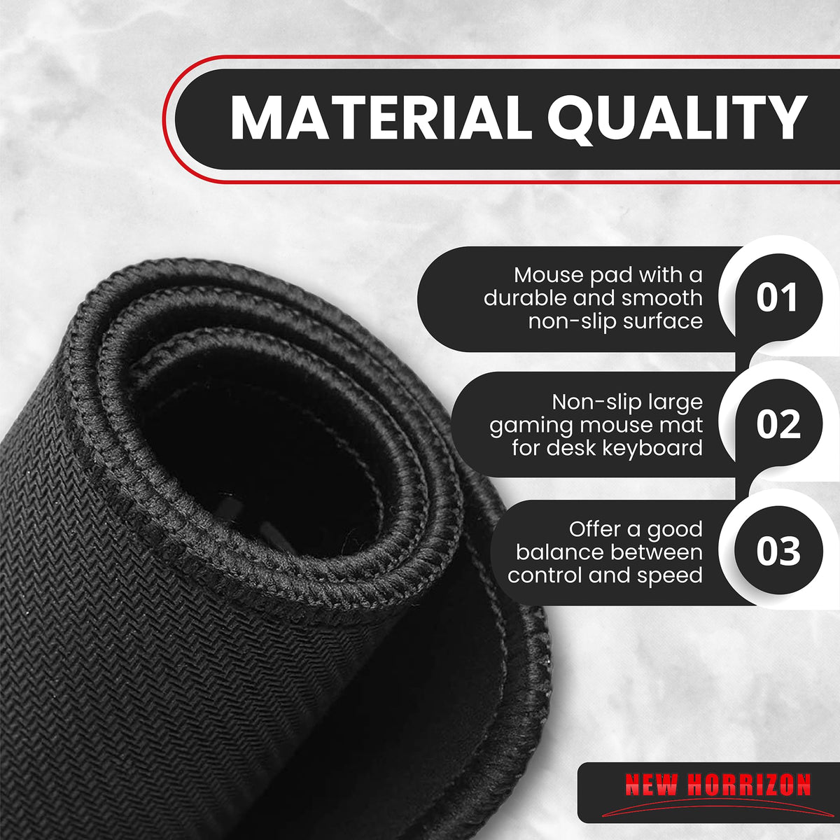 New Horrizon Gaming Mouse Pad, Mouse Mat Black, 290x210x5mm