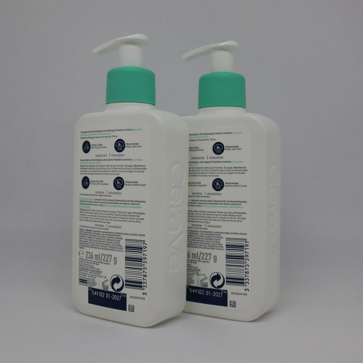 CeraVe Foaming Cleanser for Normal to Oily Skin with Niacinamide & 3 Essential Ceramides, Developed with Dermatologists, Gently Cleanses & Removes Excess Oil, Fragrance-Free
