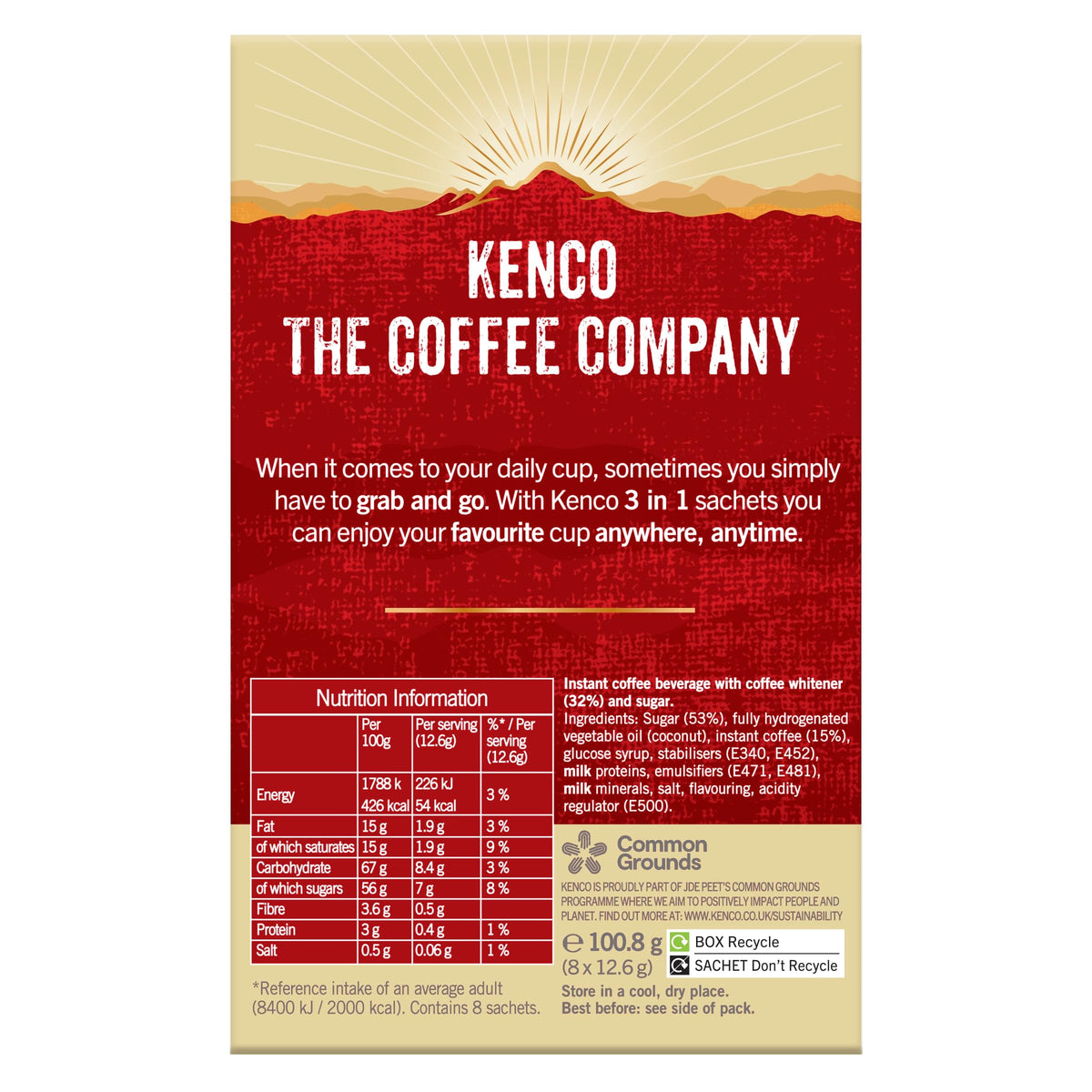 Kenco Iced Hot Salted Caramel Latte Sachets x8 (Pack of 5, Total 40 Sachets)