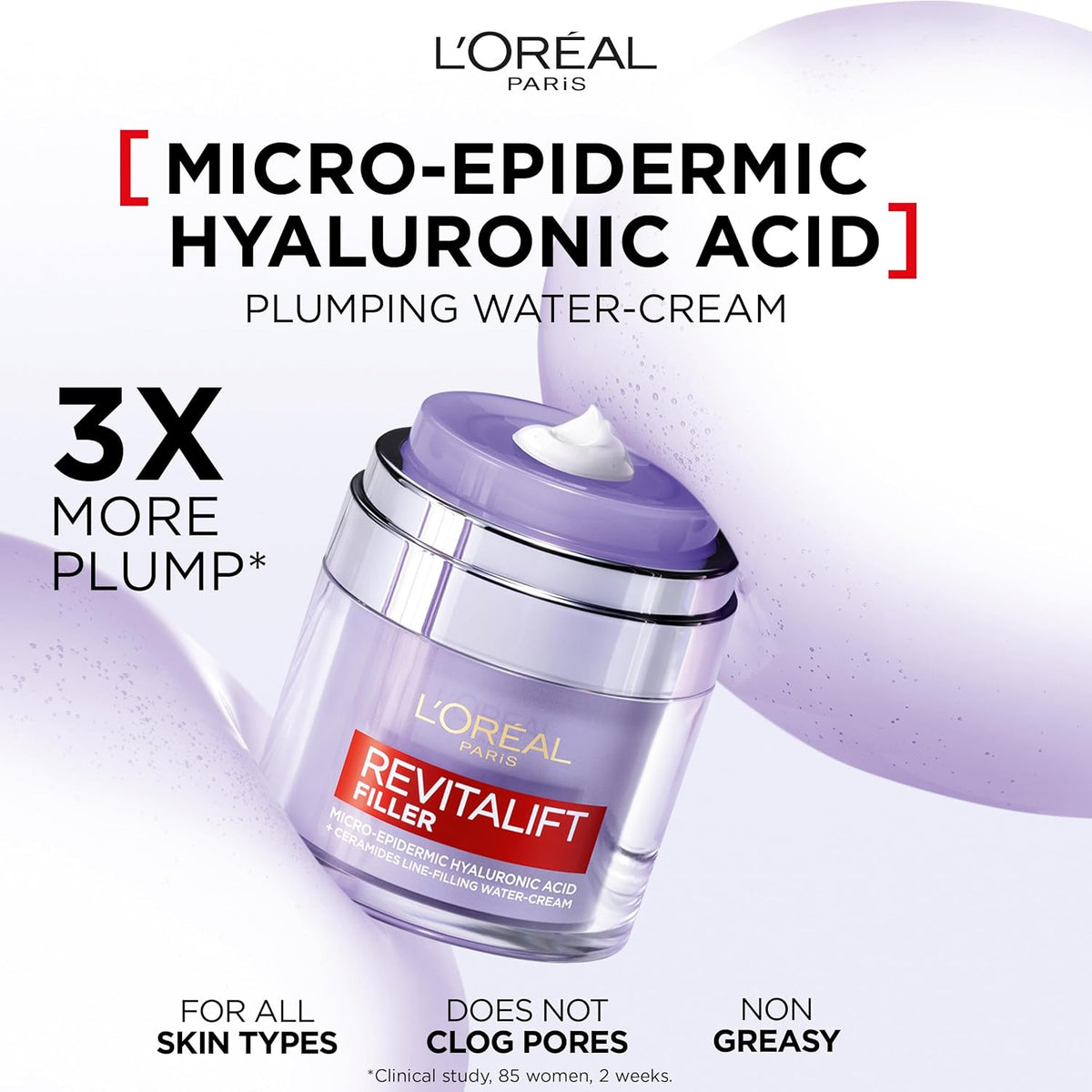 L’Oréal Paris Watercream, Plumping Face Moisturiser Revitalift Filler, 50ml