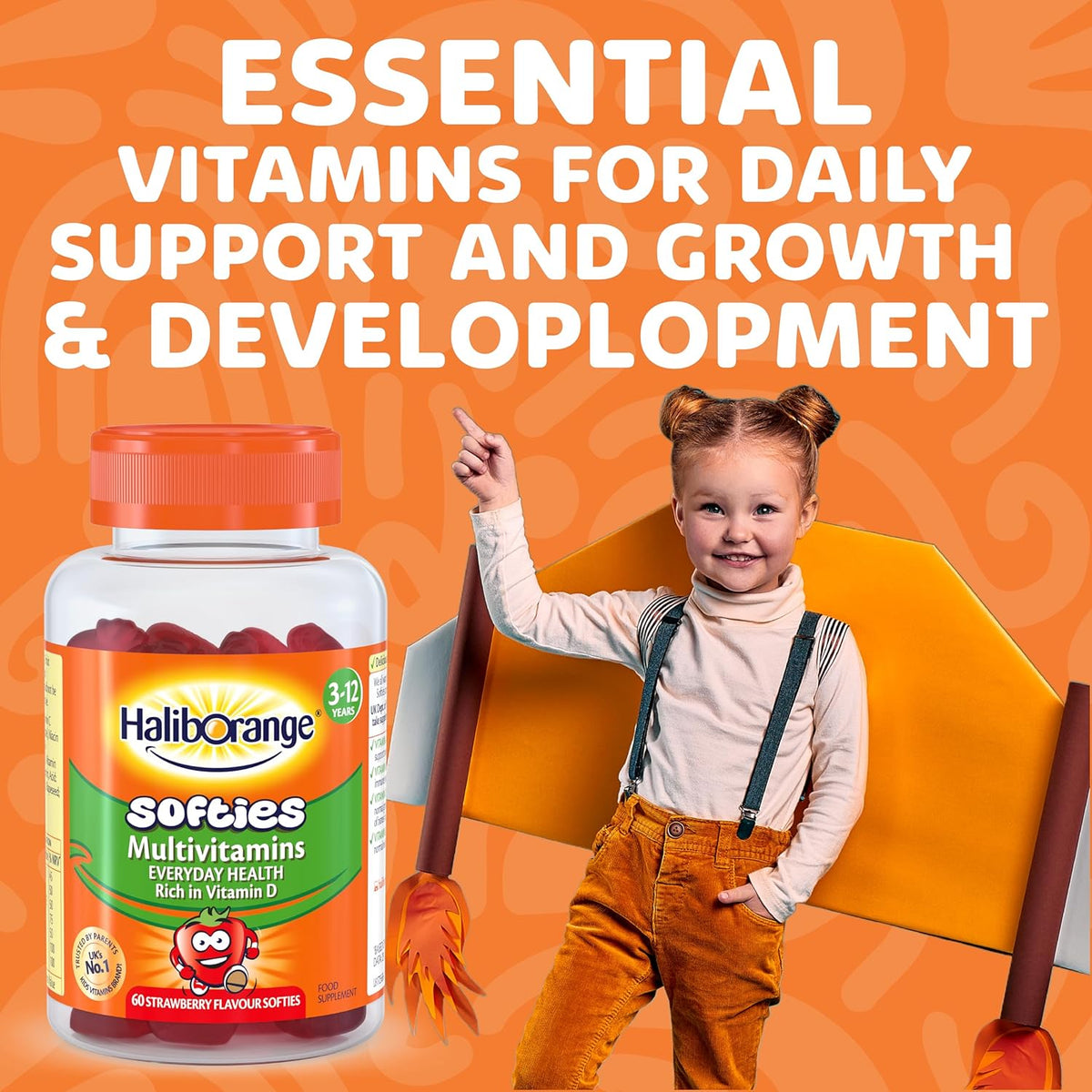 Haliborange Kids Multivitamin Fruit Softies, 60 Chewable Vitamins