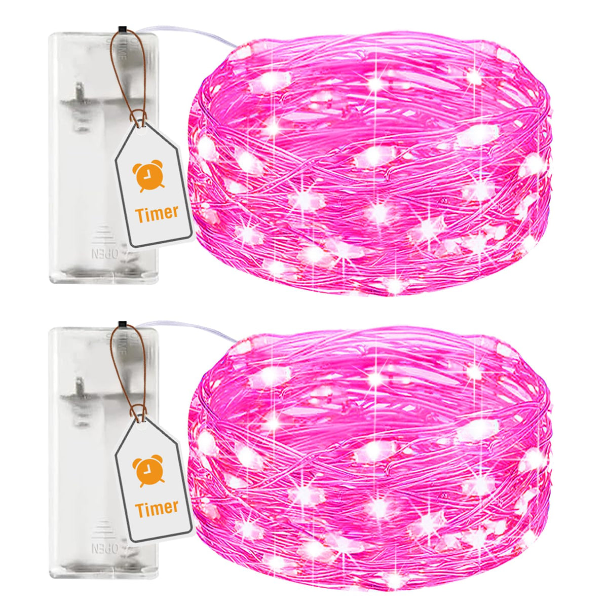 btfarm 2 Pack Halloween Orange Fairy Lights Battery Operated with Timer