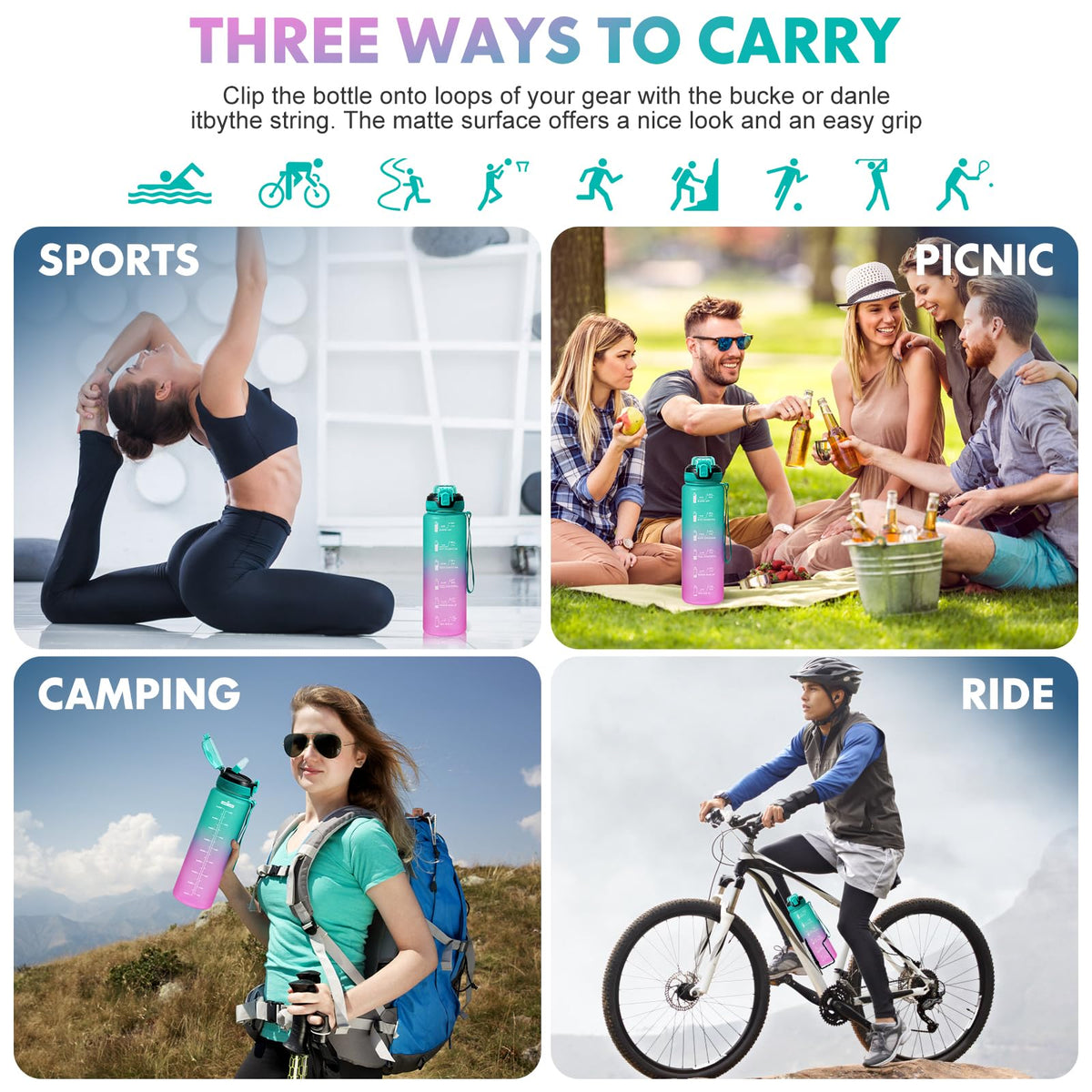 SEASEVEN Flat Water Bottle 750ML for Gym,School Office(Flat Pink)