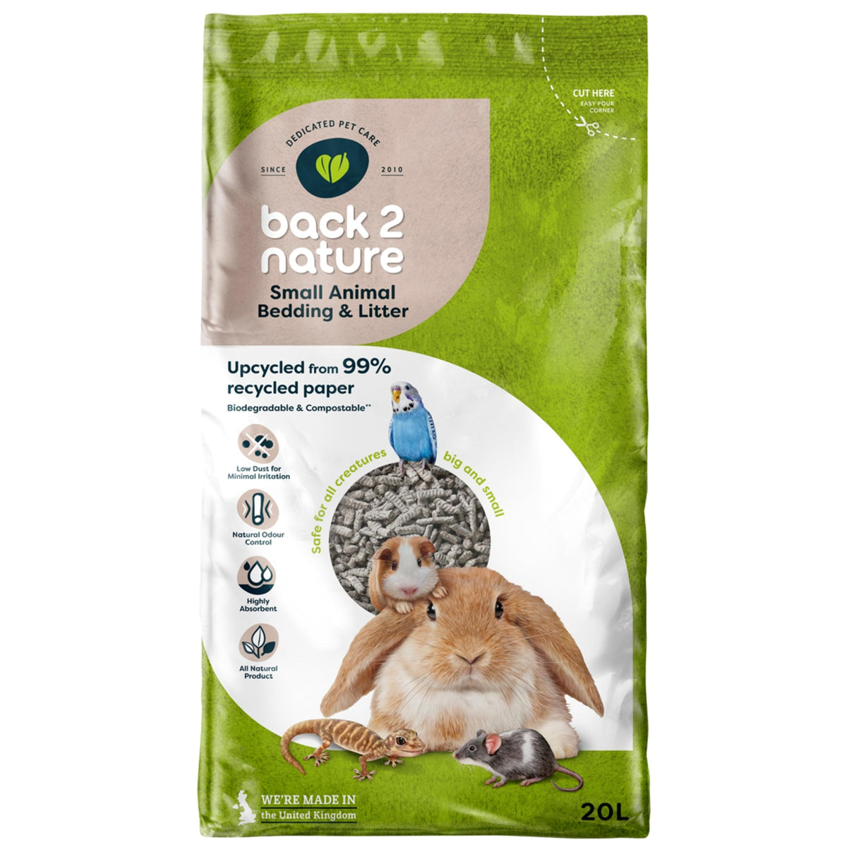 Back2Nature Small Animal Bedding (30L) - Non-Toxic Recycled Paper