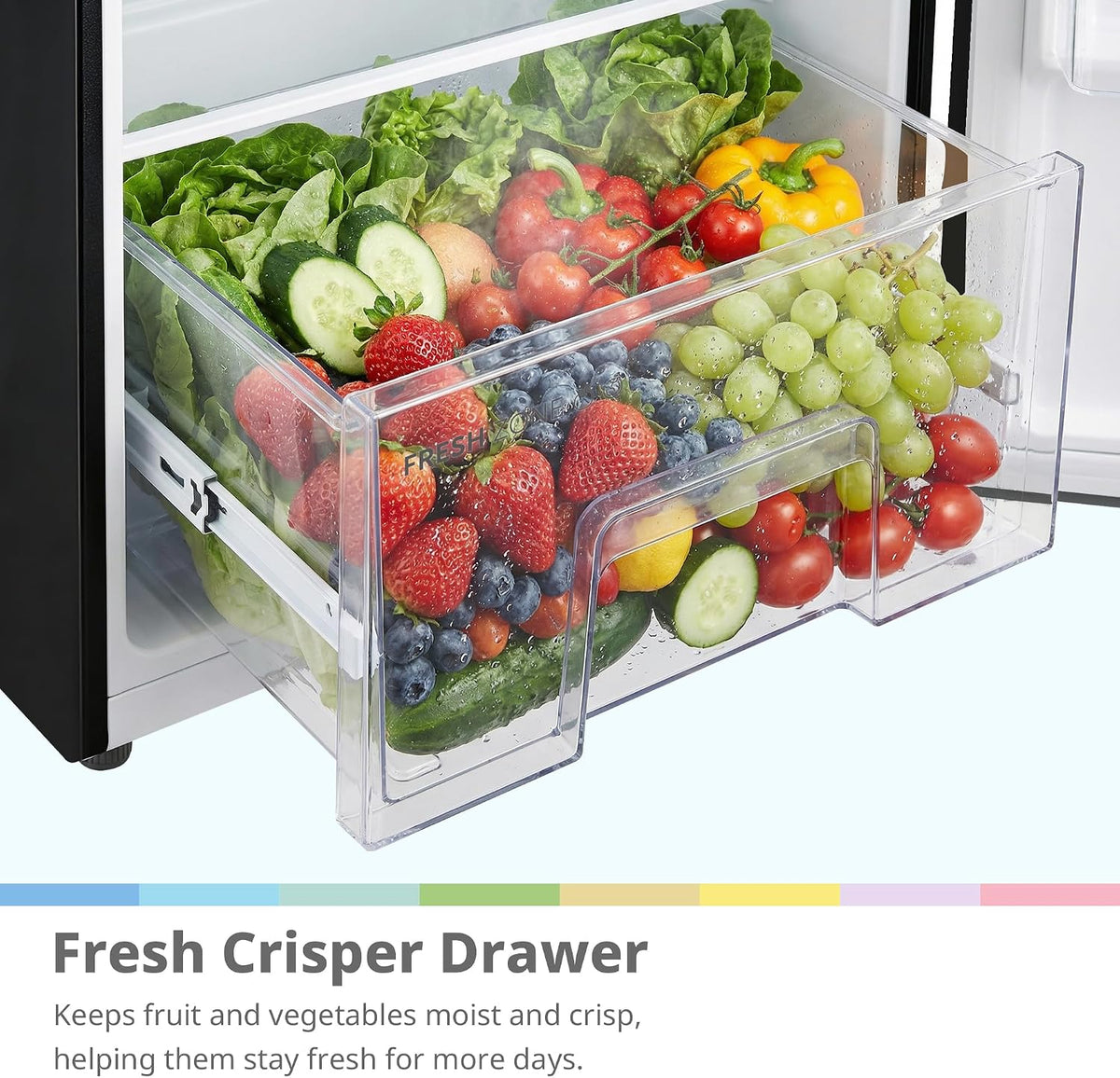 COMFEE' 88L Under Counter Fridge, Cooler Box, Removable Handle, Black