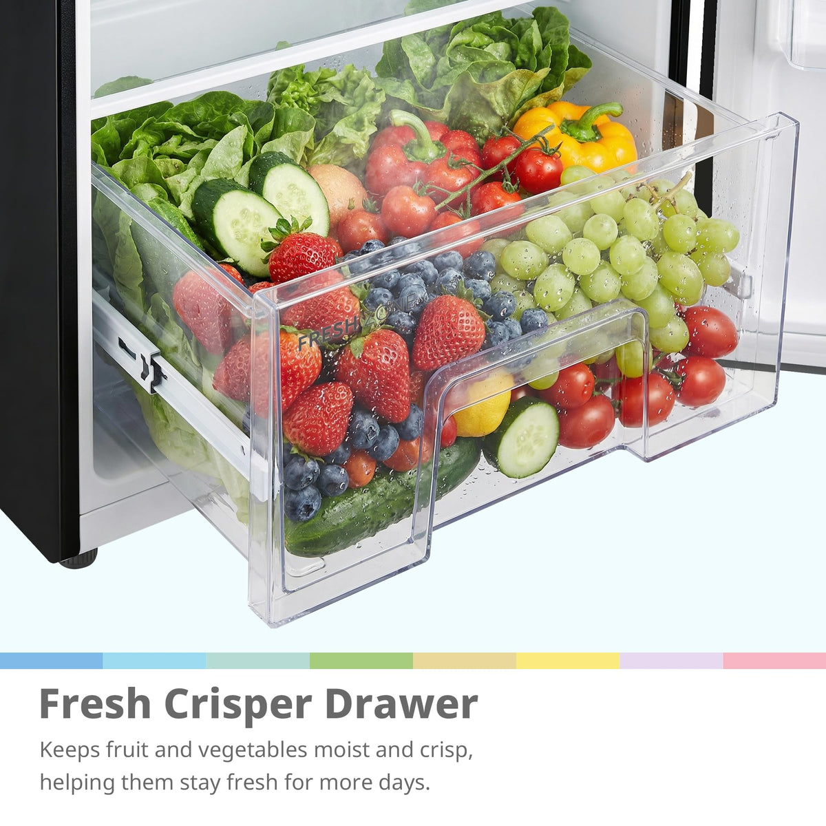 COMFEE' 88L Under Counter Fridge, Cooler Box, Removable Handle, Black