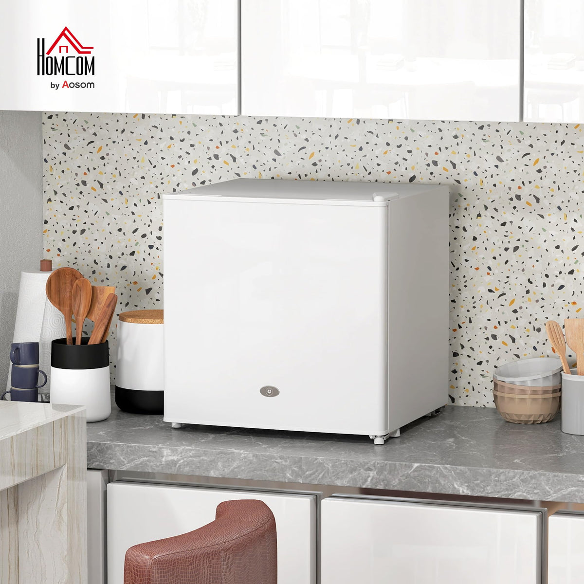 HOMCOM Tabletop Mini Freezer, 35L Capacity, Reversible Door, Silver Tone