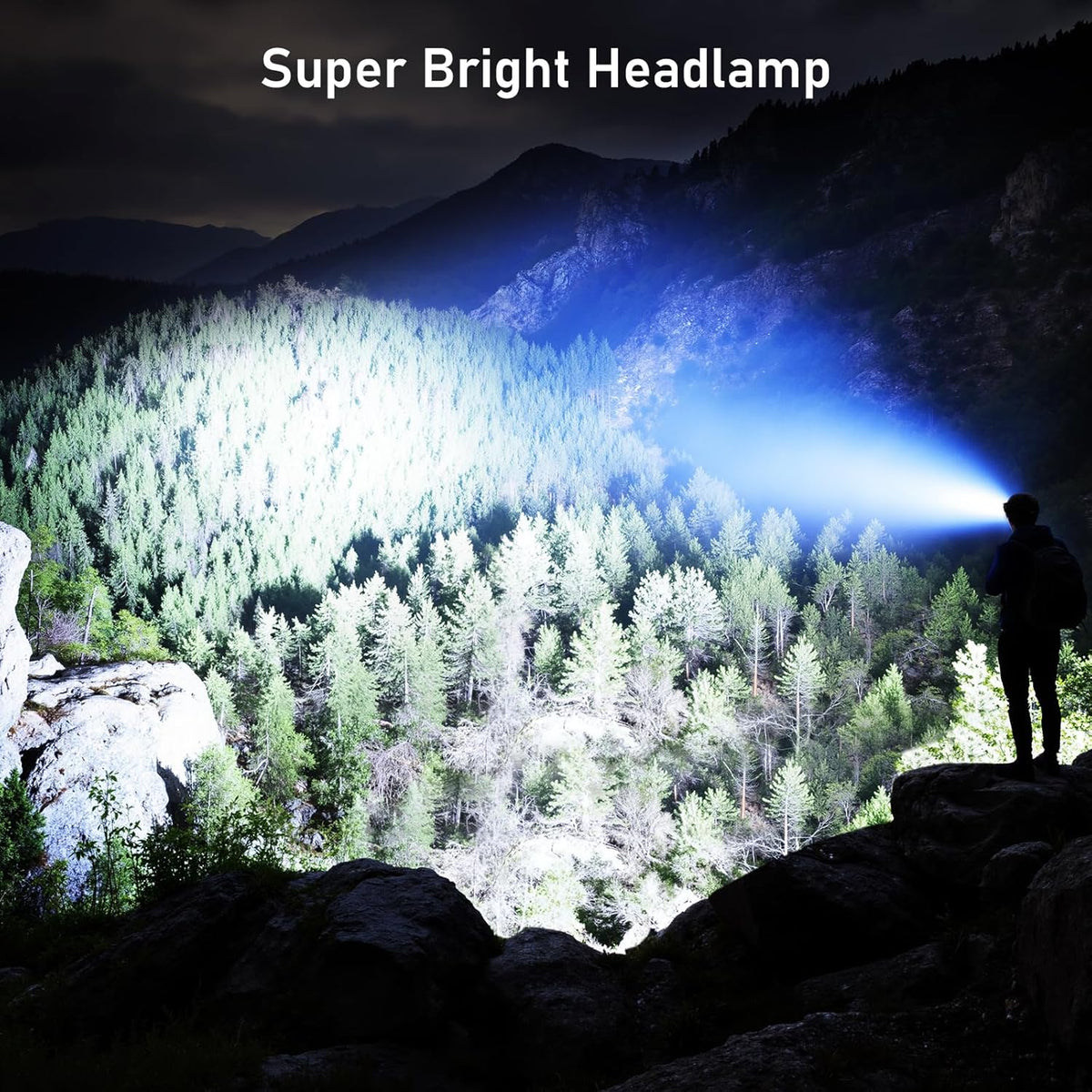 Blukar Head Torch Rechargeable, 2 Pack 2000L Super Bright Headlamp-8 Modes