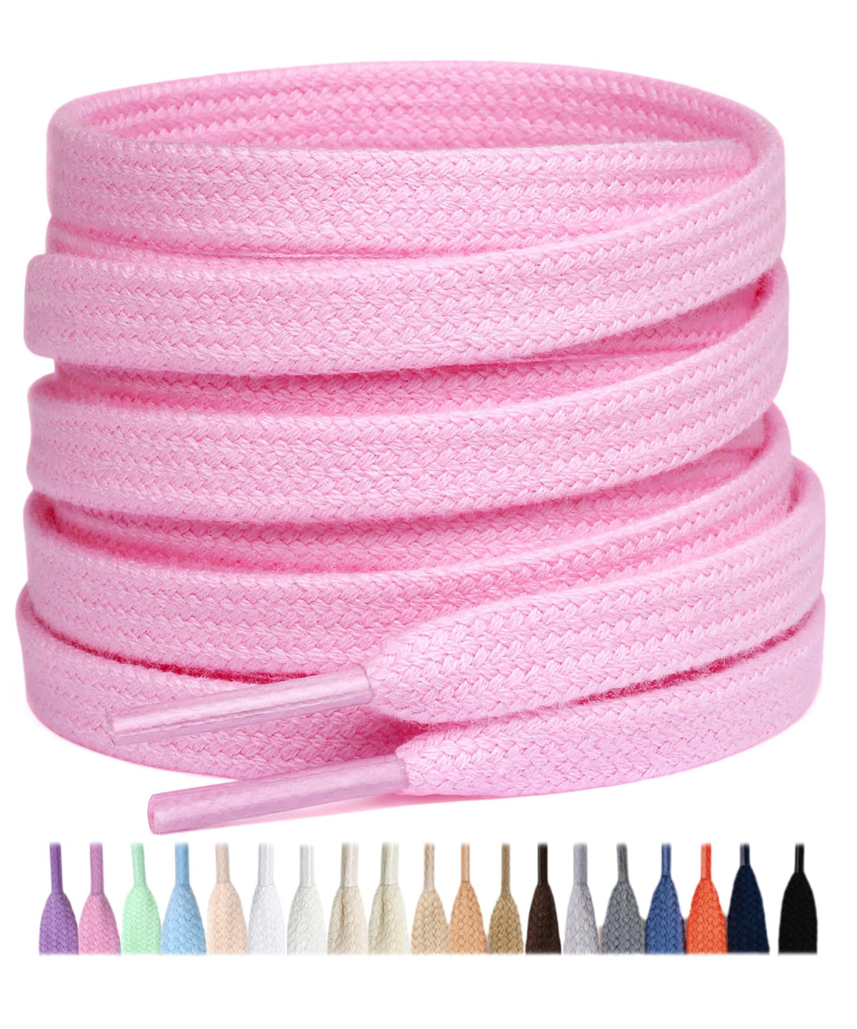 Stepace 2 Pairs Cotton Flat Shoe Laces 8mm Wide Shoelaces for Sneaker
