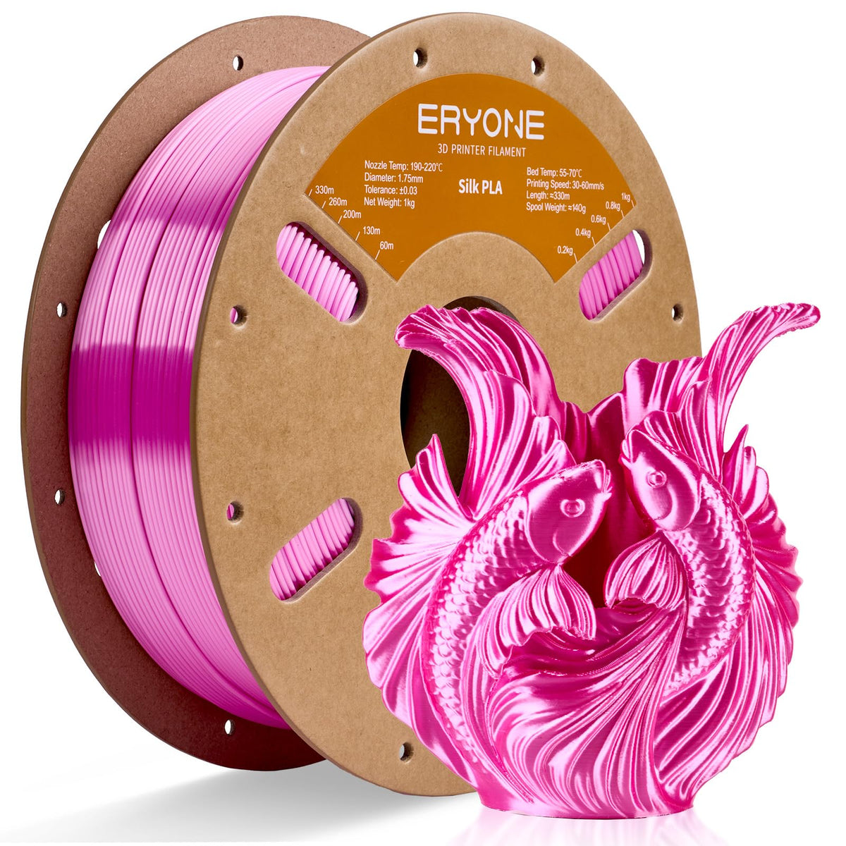 ERYONE Silk PLA Filament 1.75mm,3D Printer Filament PLA,Shiny Glossy PLA Filament,+/-0.03mm,1kg(2.2lbs)/Spool,Silk Liquid Gold
