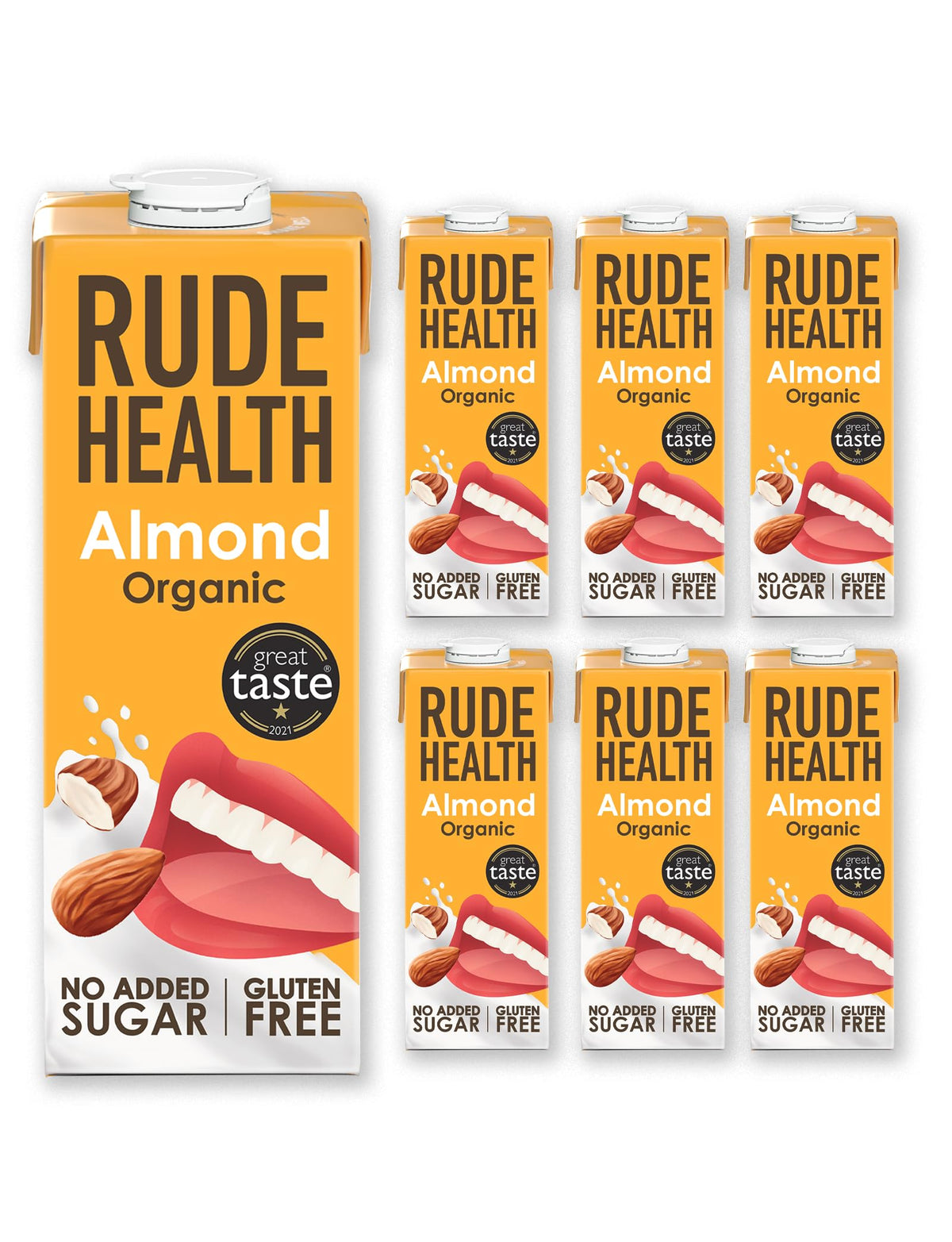 Rude Health 6 x 1 Litre Organic Oat Dairy-Alt Milk, 100% Natural Organic Drink, Lactose Free, Dairy Free & Gluten-Free, No Added Sugar, Award-Winning, Healthy & Vegan, 100% Recyclable Packaging