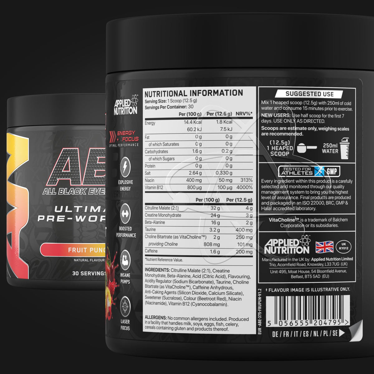 Applied Nutrition ABE Pre Workout Powder Tropical 375g